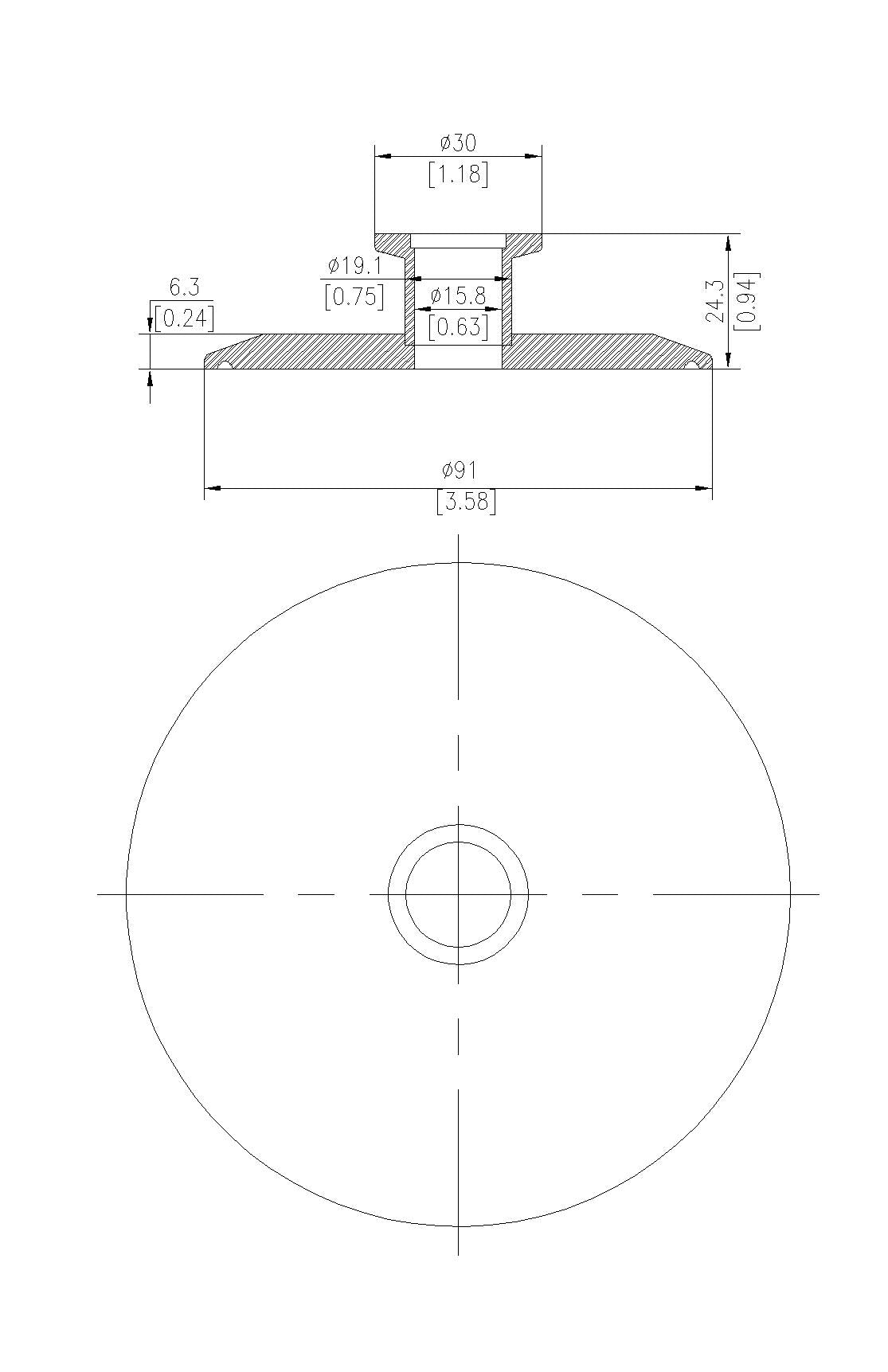 End Cap Reducer | Tri Clamp 3 in. x KF16. - SS304 / 3A
