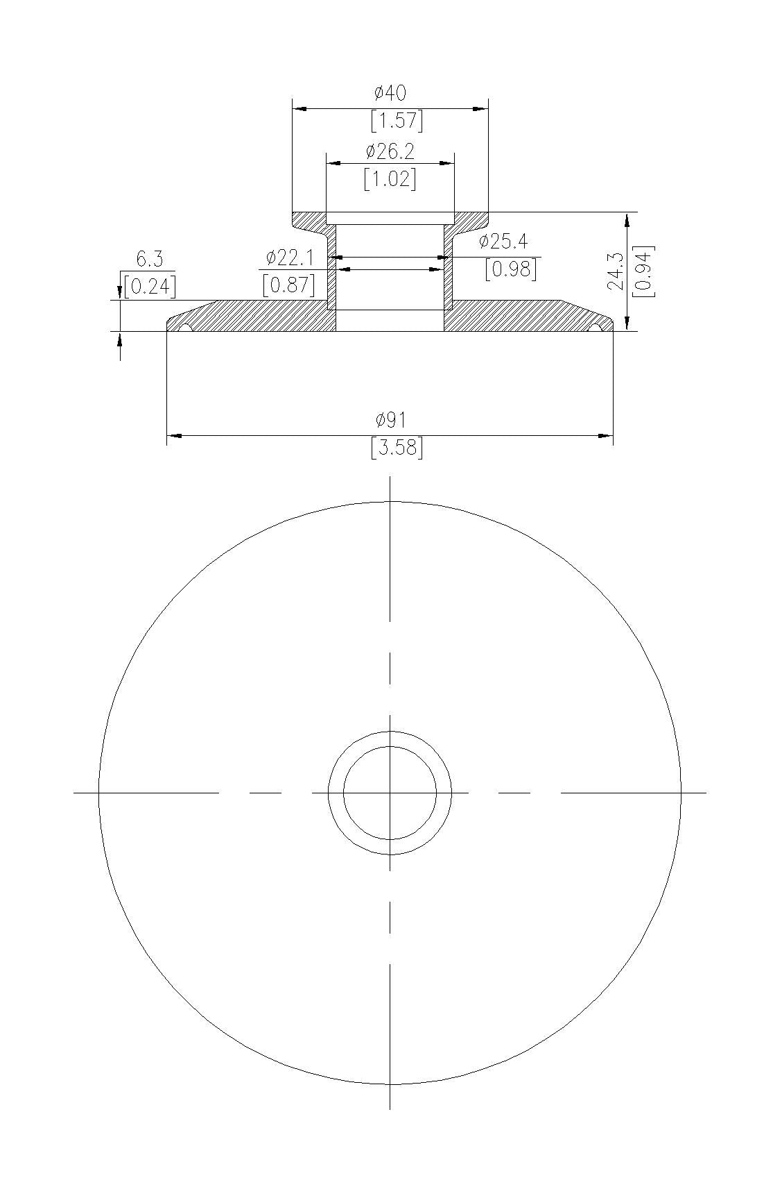 End Cap Reducer | Tri Clamp 3 in. x KF25. - SS304 / 3A