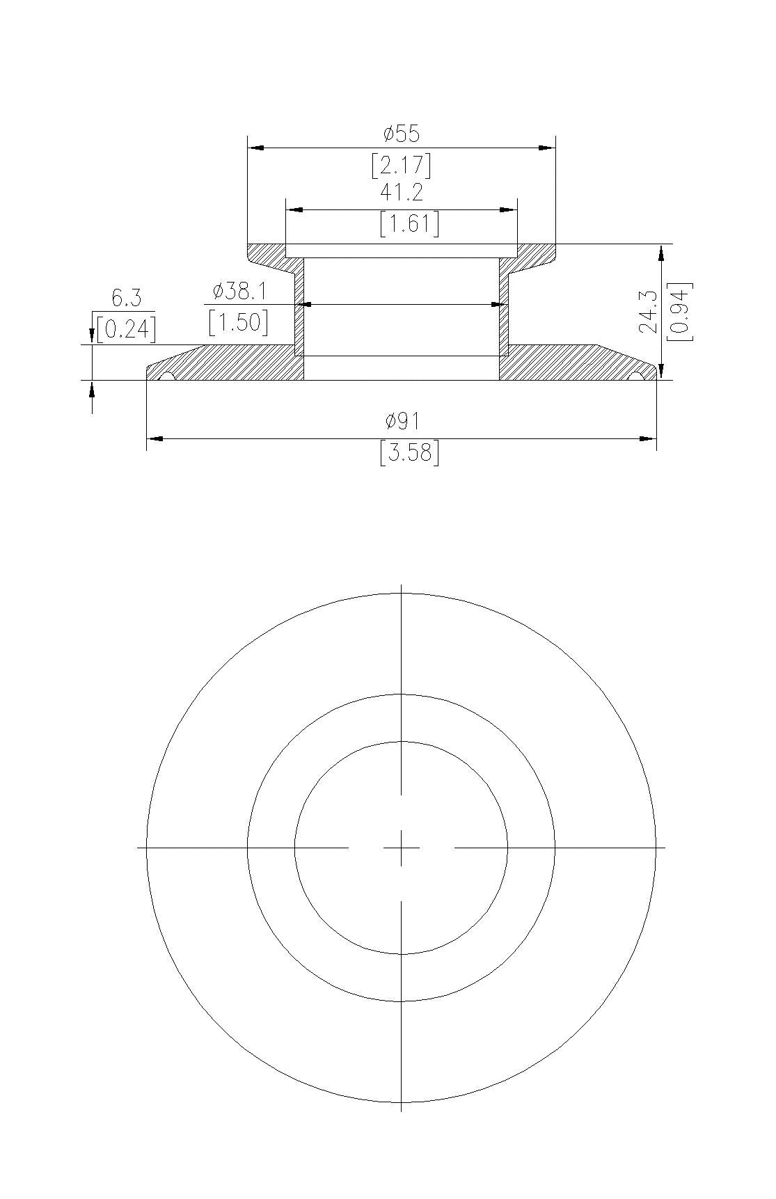 End Cap Reducer | Tri Clamp 3 in. x KF40. - SS304 / 3A