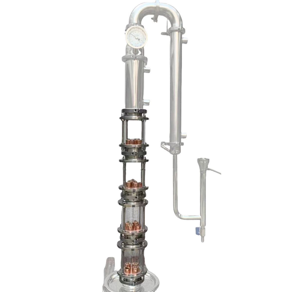 3 inch / 4 inch 4 Plate Glass Distillation Column Sections