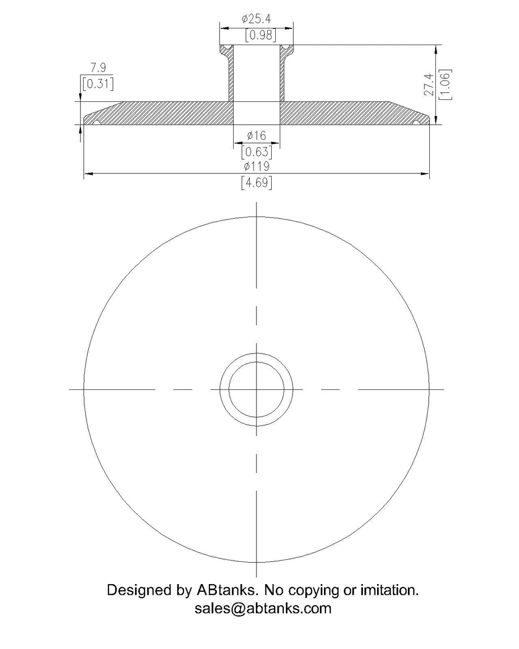 End Cap Reducer | Tri Clamp 4 in. x 0.75 in. - SS304 / 3A