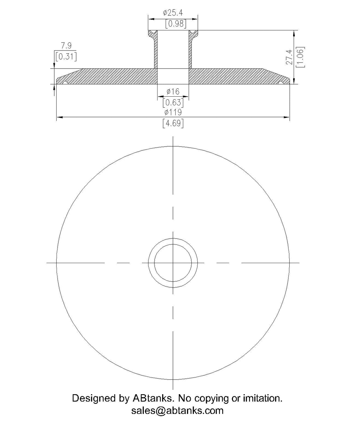 End Cap Reducer | Tri Clamp 4 in. x 0.75 in. - SS304 / 3A