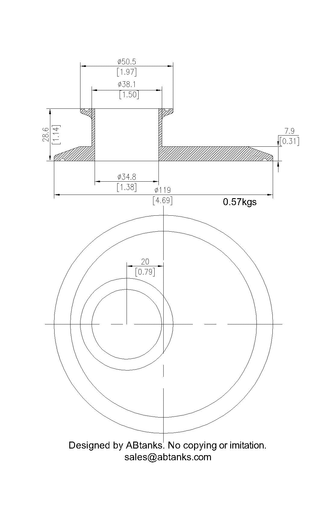 Eccentric End Cap Reducer | Tri Clamp 4 in. x 1.5 in. - SS304 / 3A
