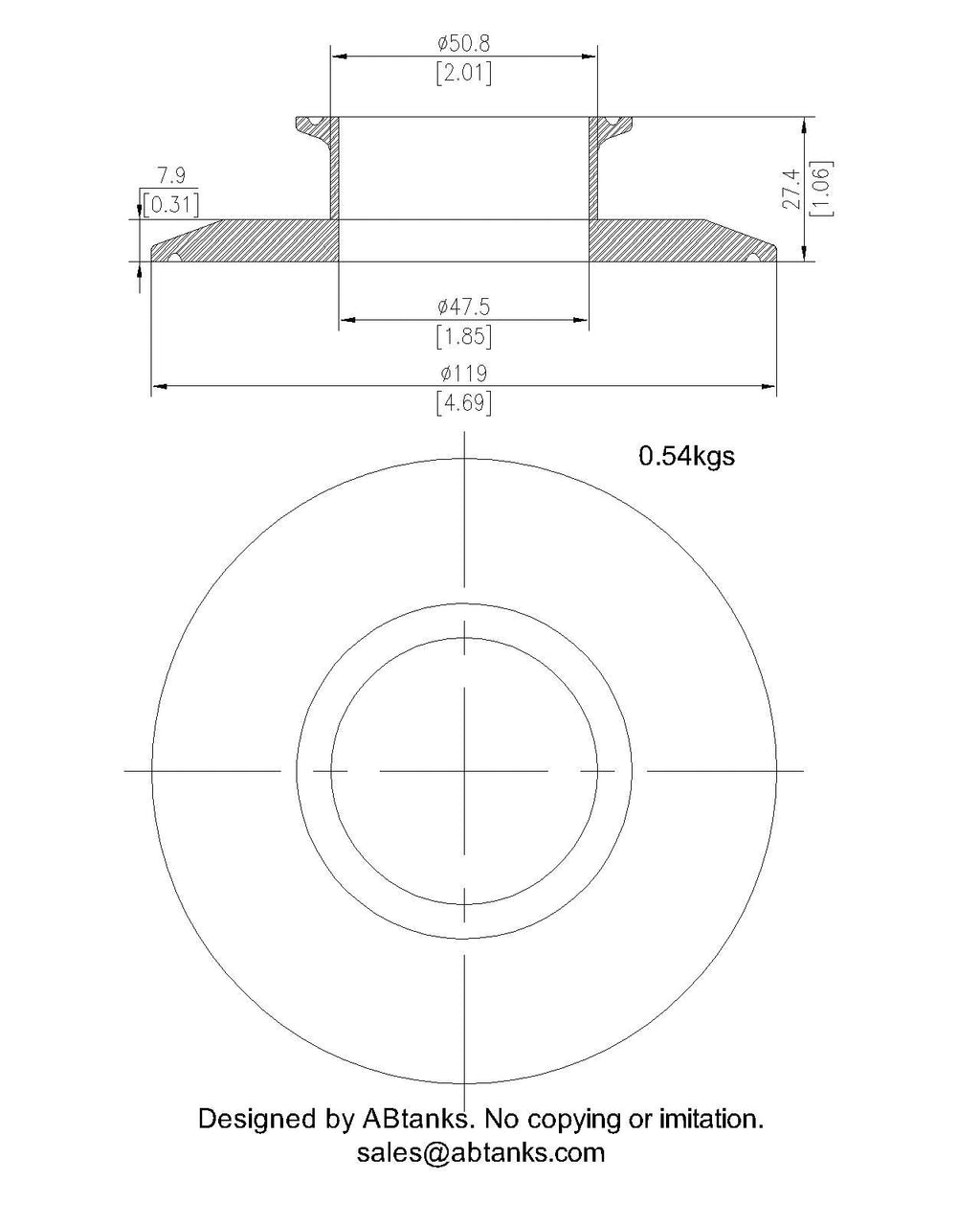 End Cap Reducer | Tri Clamp 4 in. x 2 in. - SS304 / 3A