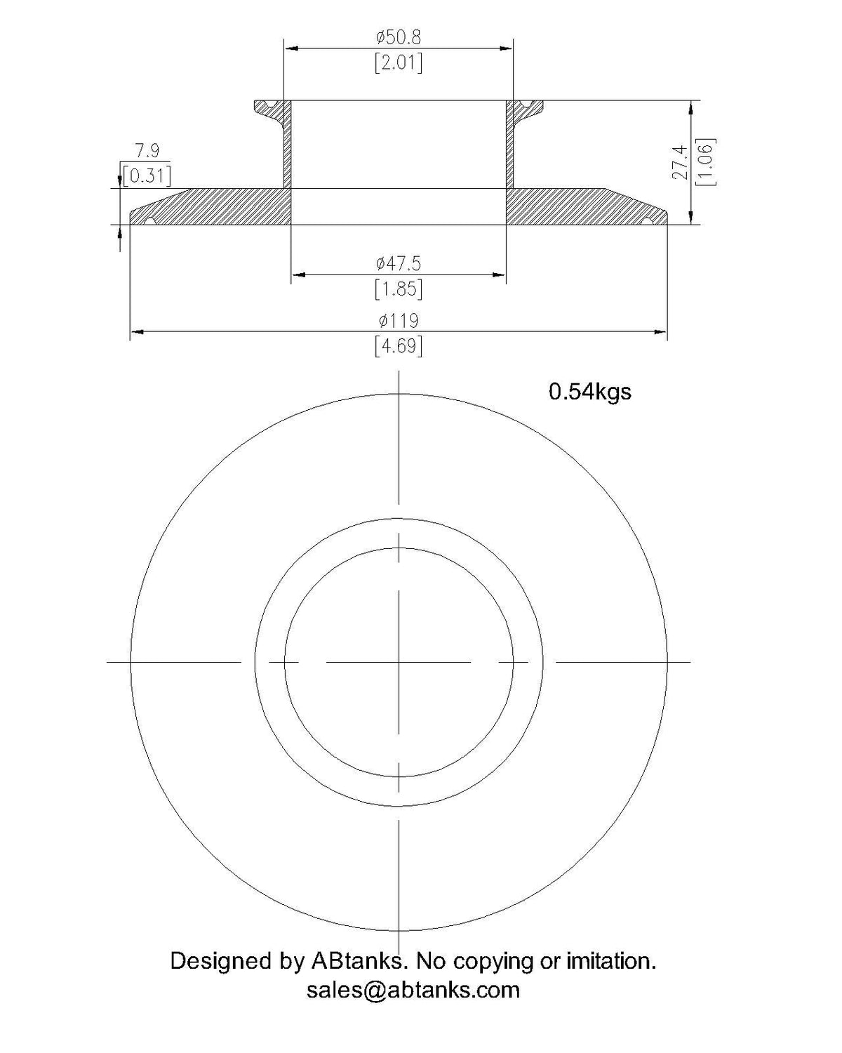 End Cap Reducer | Tri Clamp 4 in. x 2 in. - SS304 / 3A
