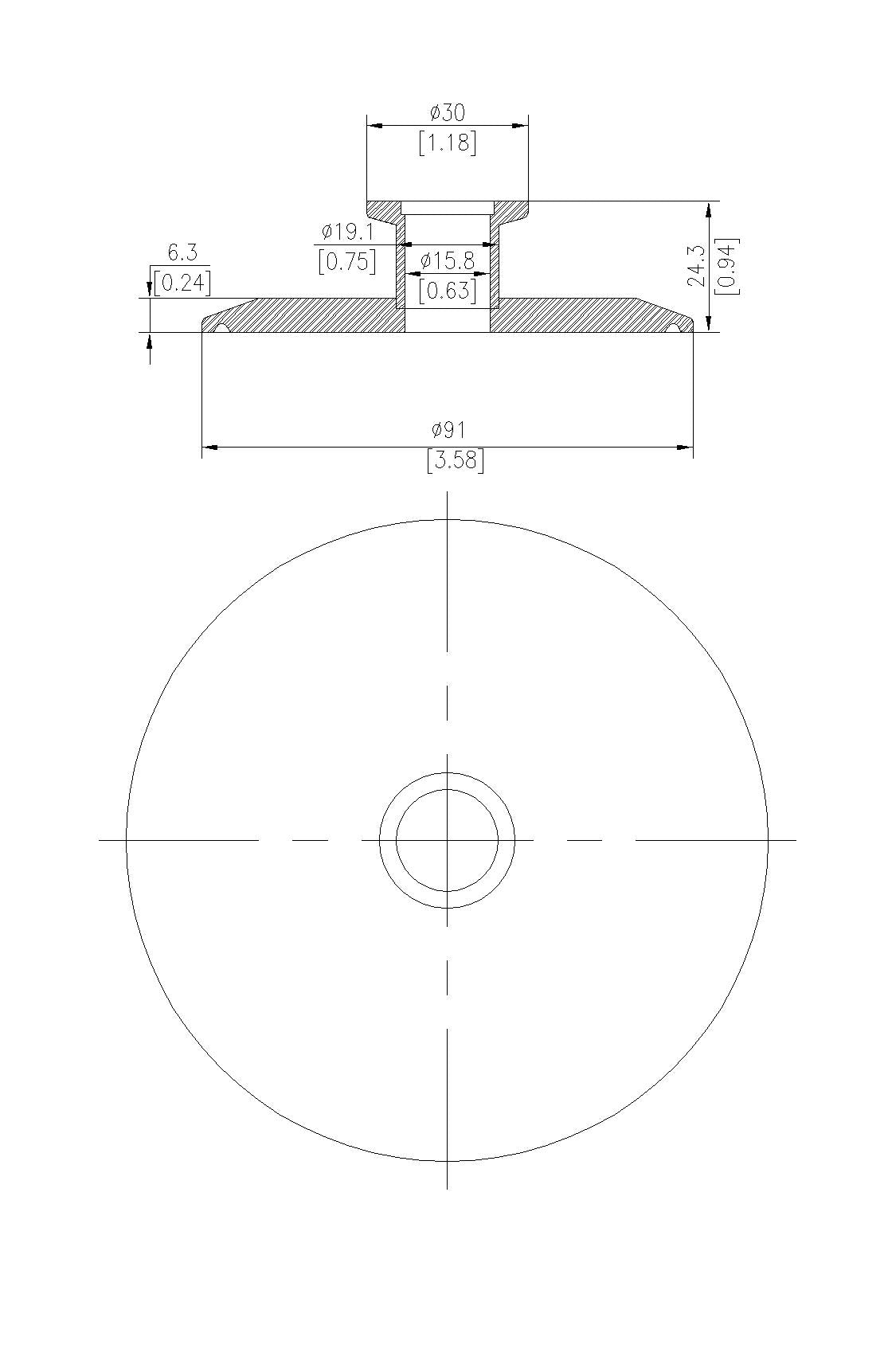 End Cap Reducer | Tri Clamp 4 in. x KF16. - SS304 / 3A