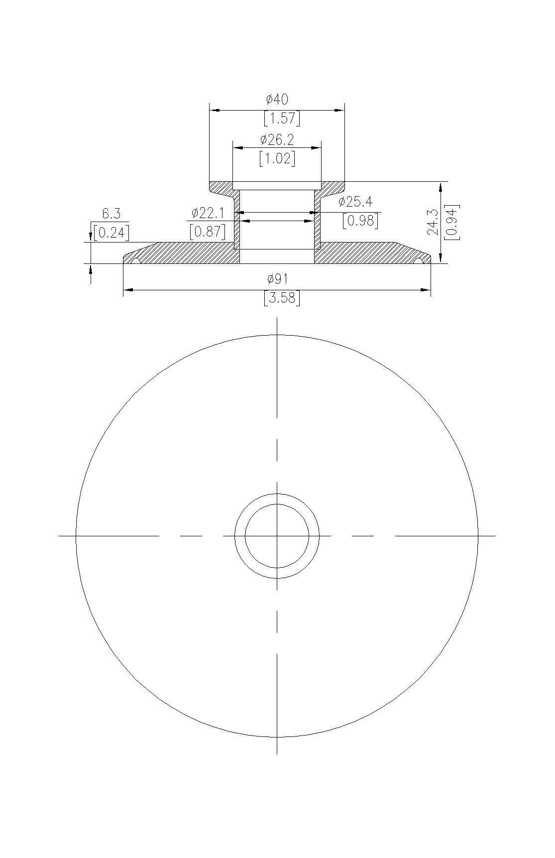 End Cap Reducer | Tri Clamp 4 in. x KF25. - SS304 / 3A