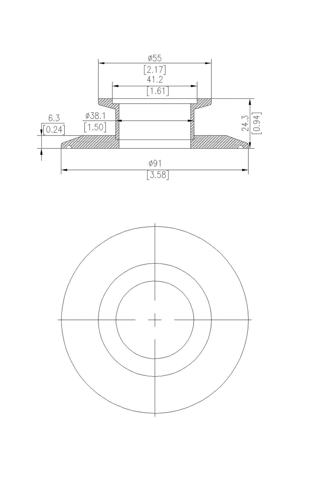 End Cap Reducer | Tri Clamp 4 in. x KF40 - SS304 / 3A