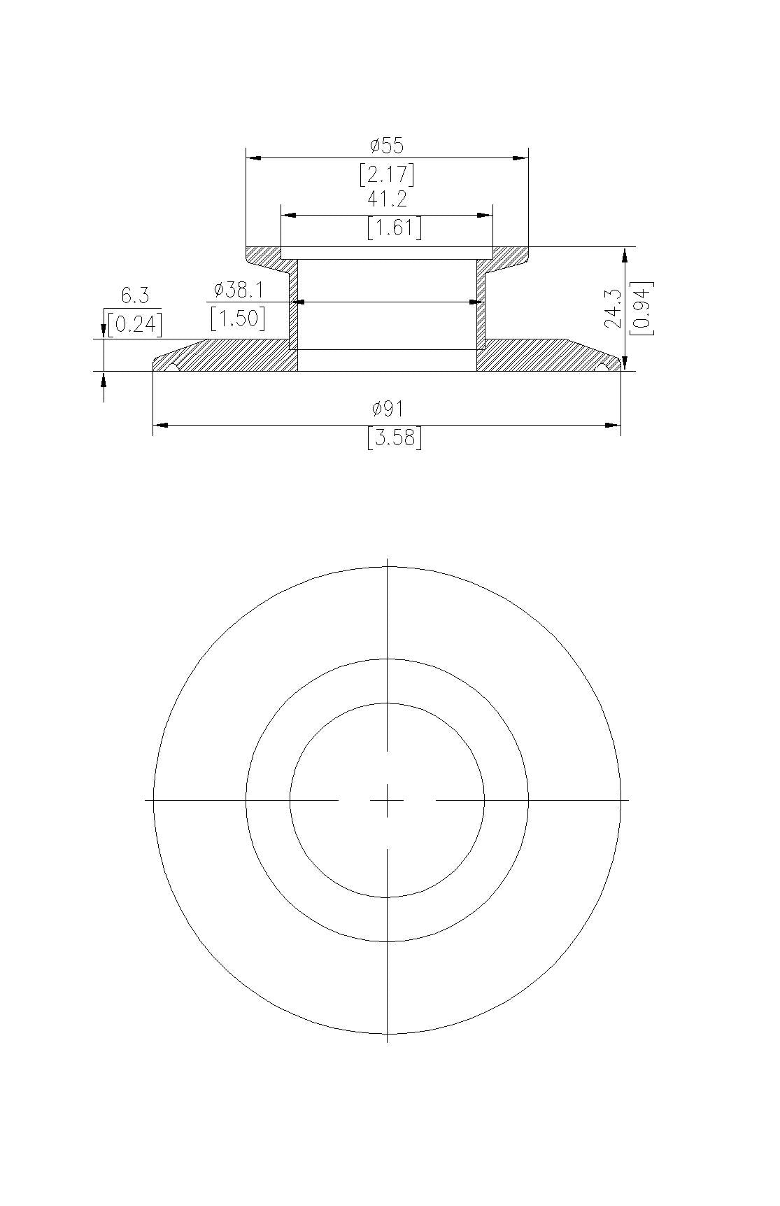 End Cap Reducer | Tri Clamp 4 in. x KF40 - SS304 / 3A