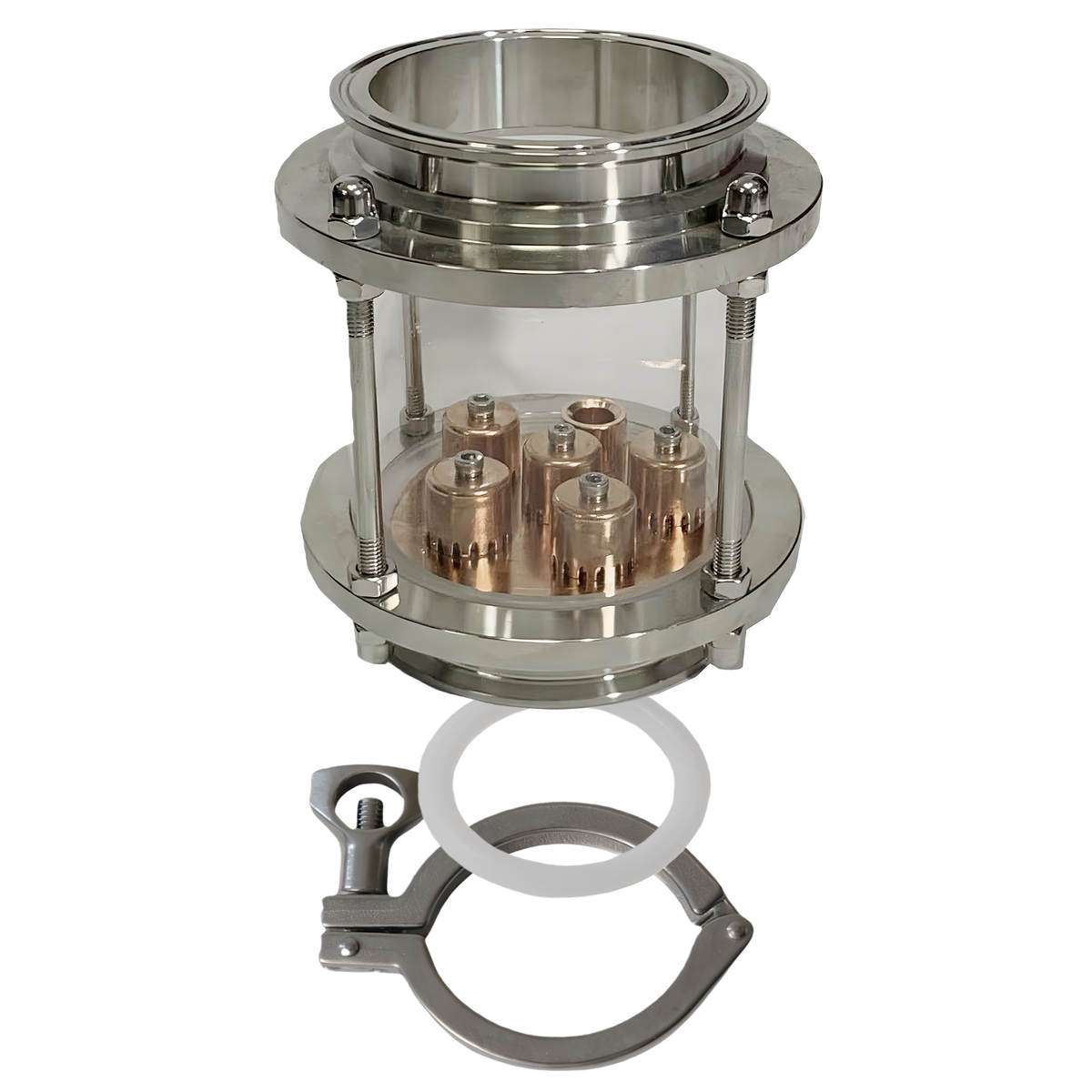 Glass Reflux Column Section with Copper Bubble Plate, Clamp and Gasket
