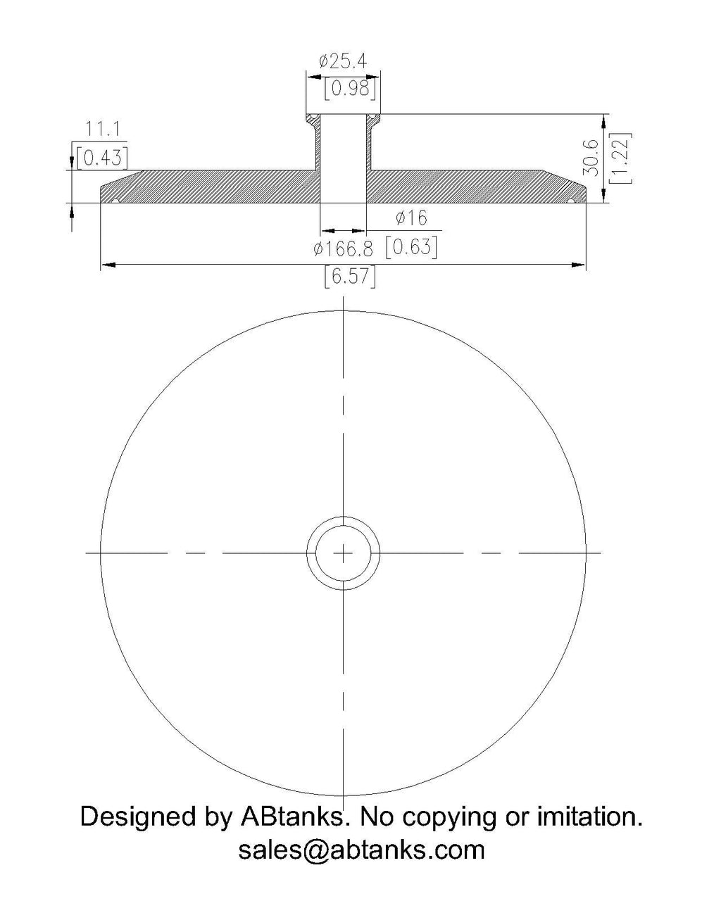 Eccentric End Cap Reducer | Tri Clamp 6 in. x 0.75 in. - SS304 / 3A
