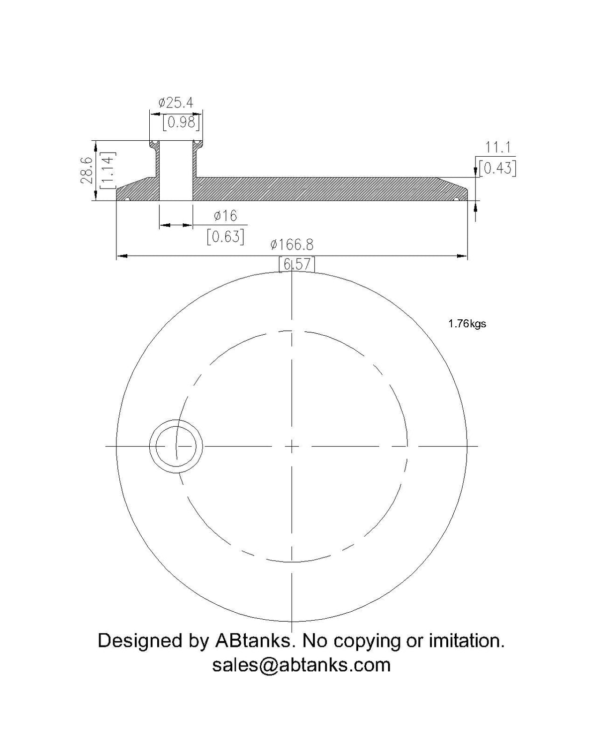 Eccentric End Cap Reducer | Tri Clamp 6 in. x 0.75 in. - SS304 / 3A