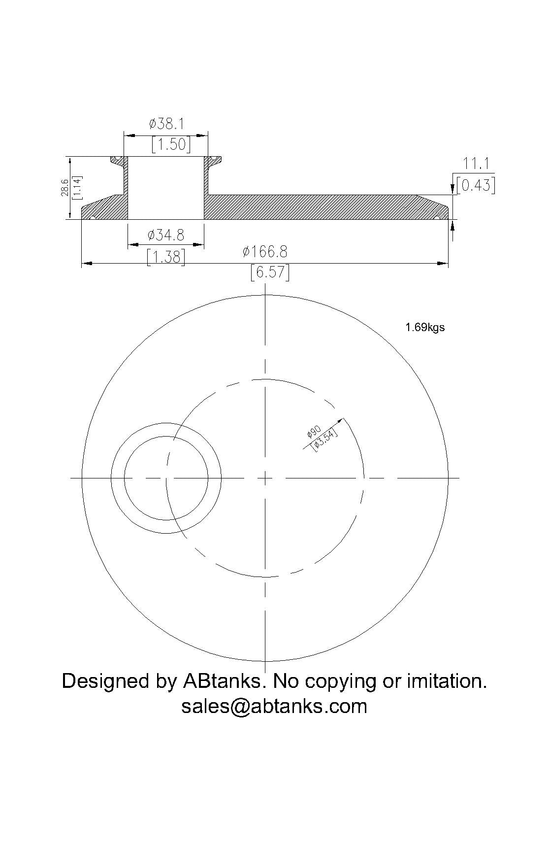 Eccentric End Cap Reducer | Tri Clamp 6 in. x 1.5 in. - SS304 / 3A