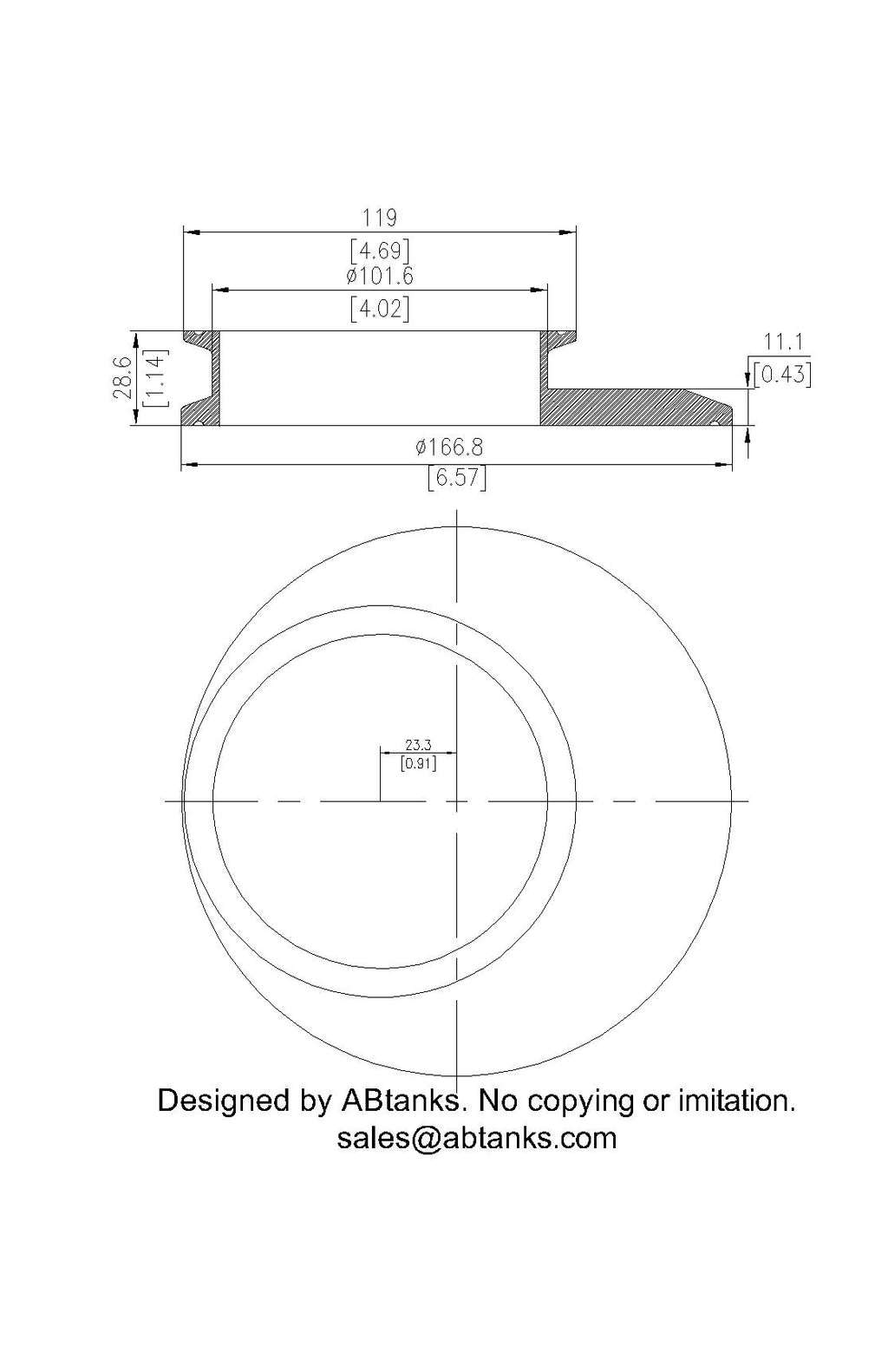 Eccentric End Cap Reducer | Tri Clamp 6 in. x 4 in. - SS304 / 3A