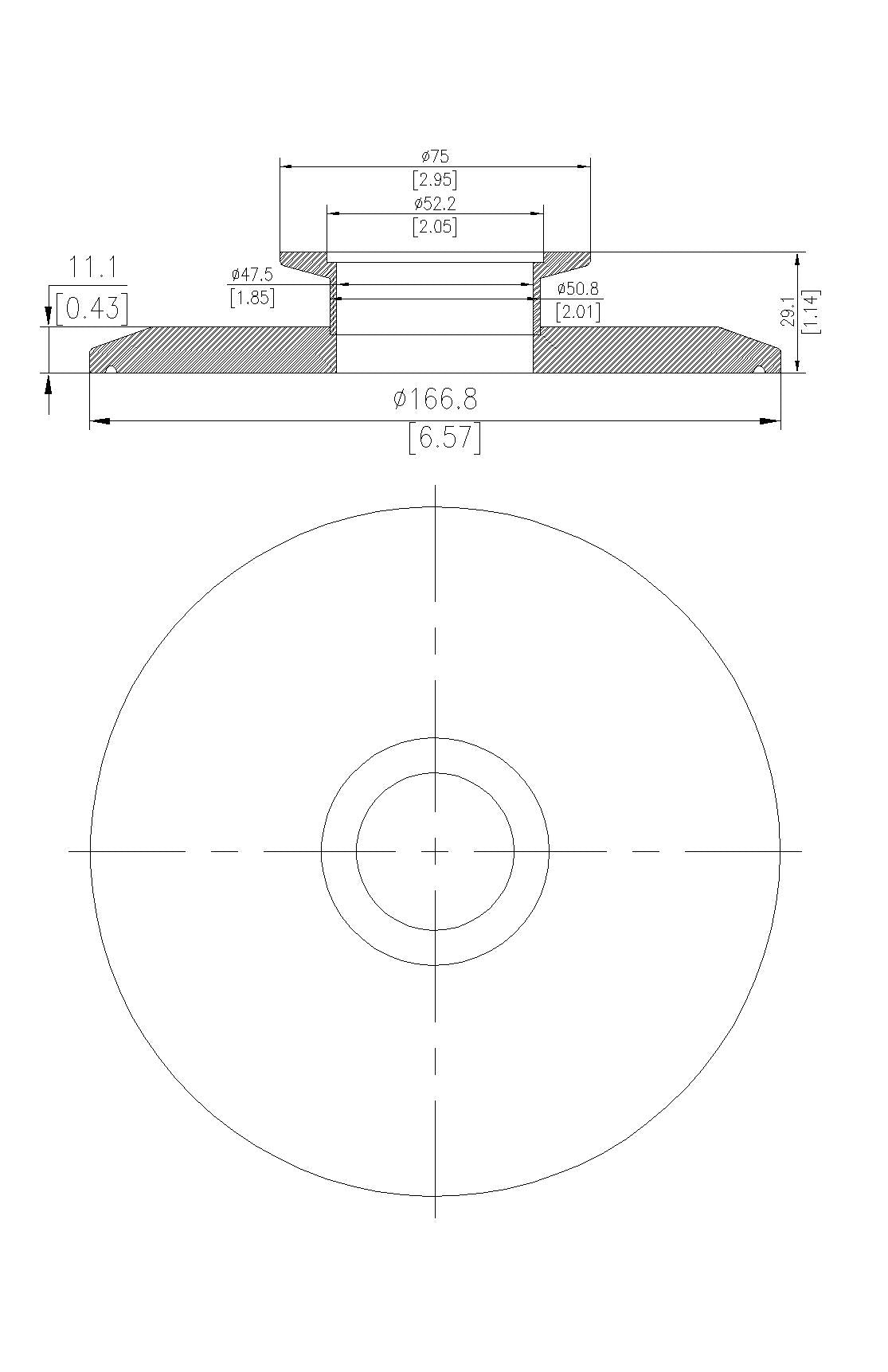 End Cap Reducer | Tri Clamp 6 in. x KF50 - SS304 / 3A