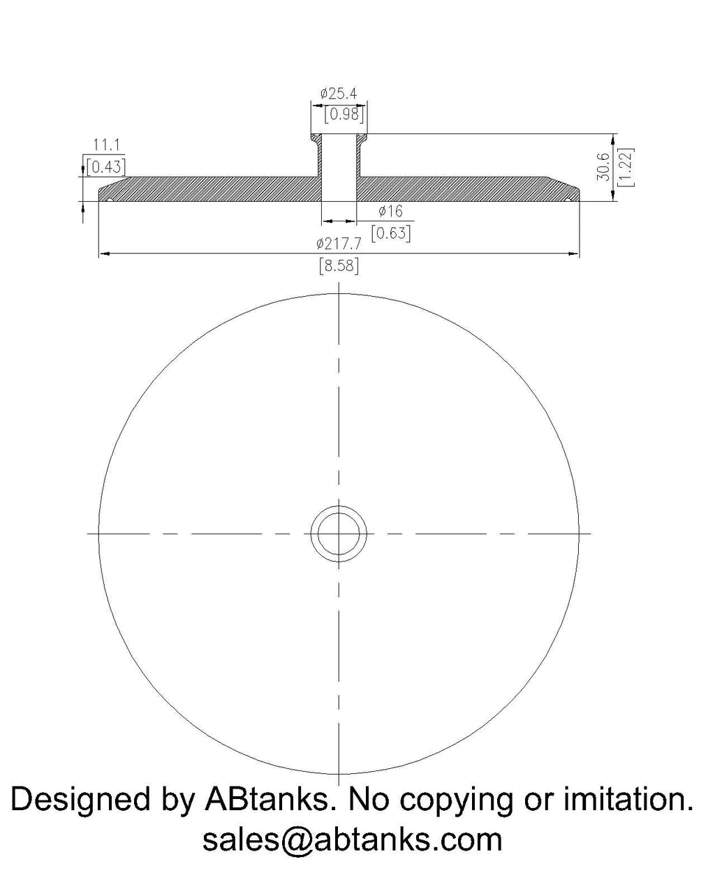 End Cap Reducer | Tri Clamp 8 in. x 0.75 in. - SS304 / 3A