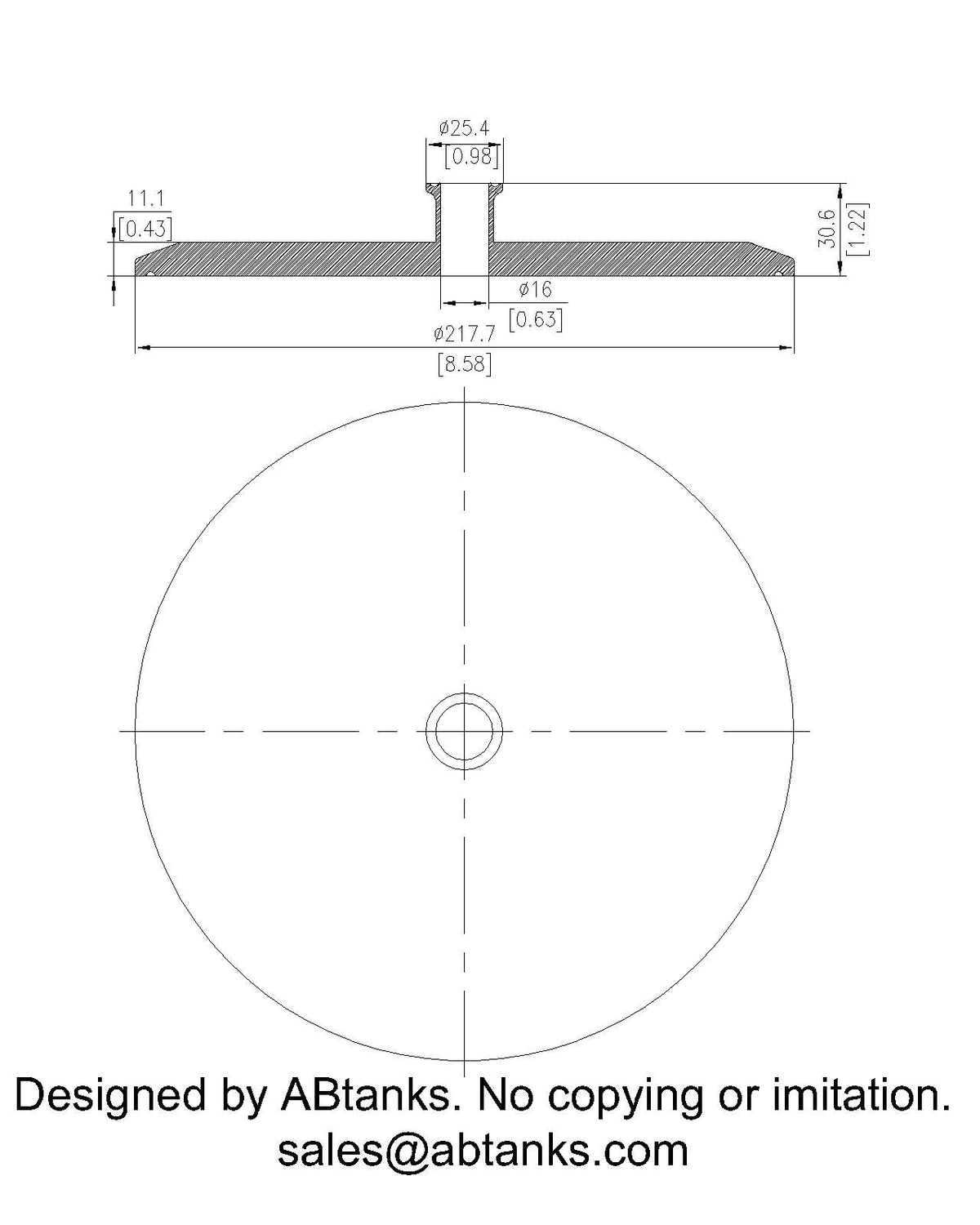 End Cap Reducer | Tri Clamp 8 in. x 0.75 in. - SS304 / 3A