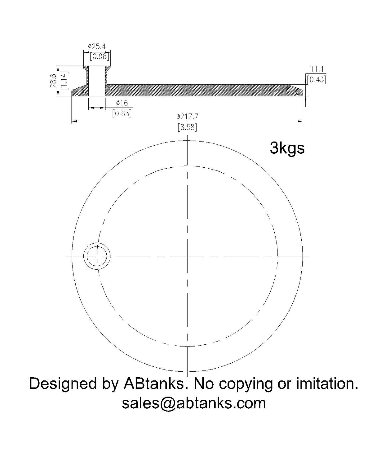 Eccentric End Cap Reducer | Tri Clamp 8 in. x 0.75 in. - SS304 / 3A