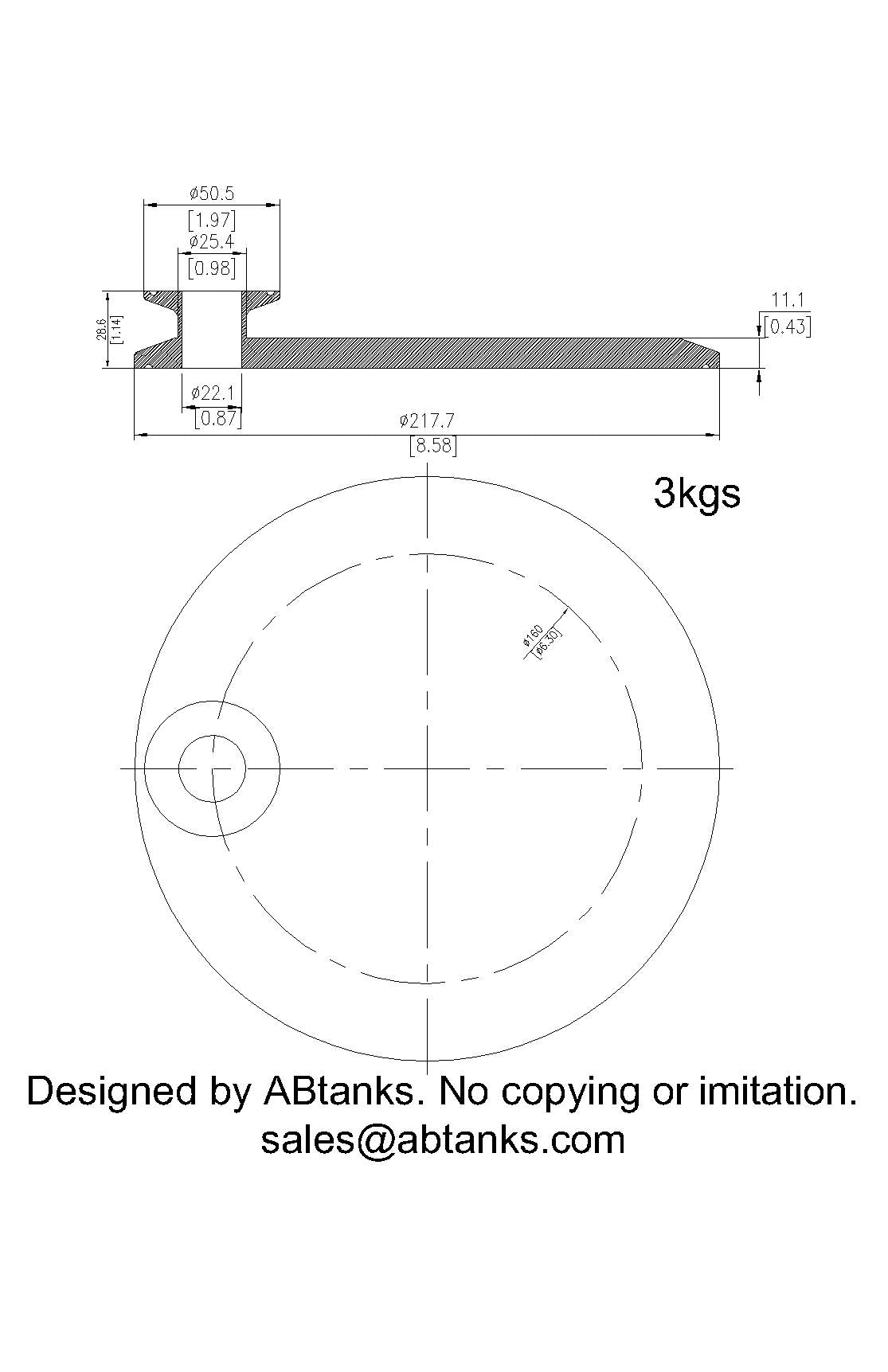 Eccentric End Cap Reducer | Tri Clamp 8 in. x 1 in. - SS304 / 3A