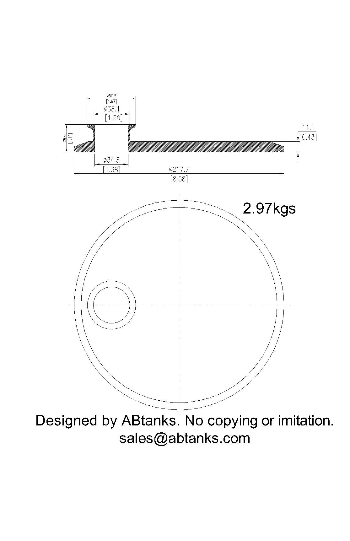 Eccentric End Cap Reducer | Tri Clamp 8 in. x 2 in. - SS304 / 3A