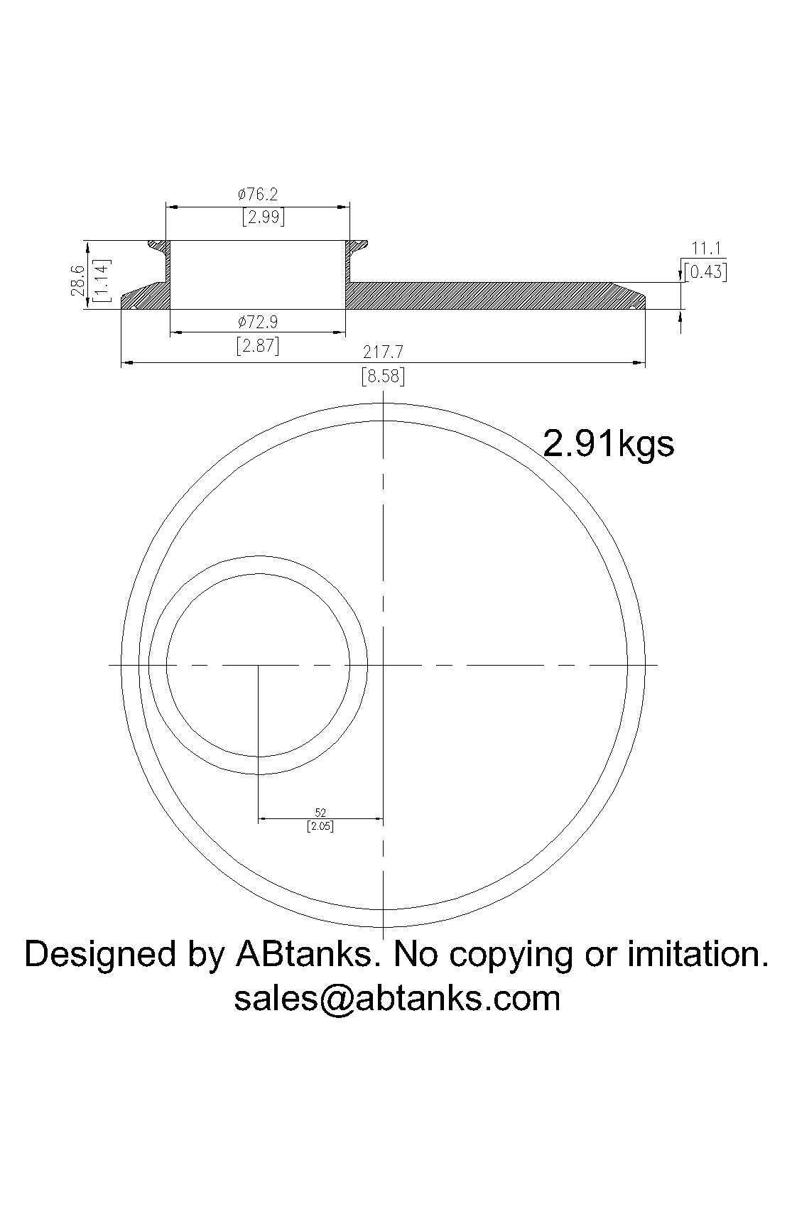 Eccentric End Cap Reducer | Tri Clamp 8 in. x 3 in. - SS304 / 3A