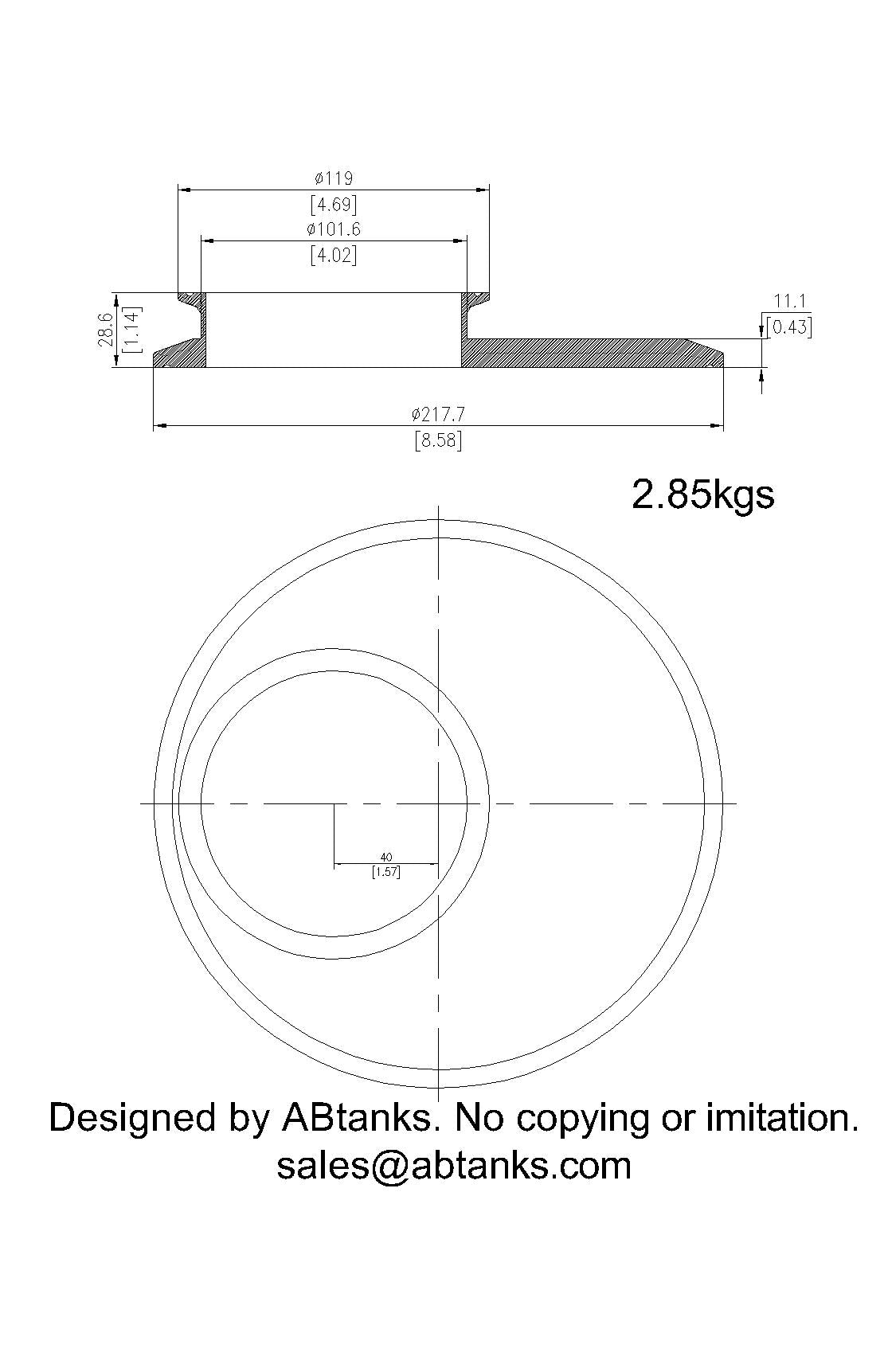 Eccentric End Cap Reducer | Tri Clamp 8 in. x 4 in. - SS304 / 3A