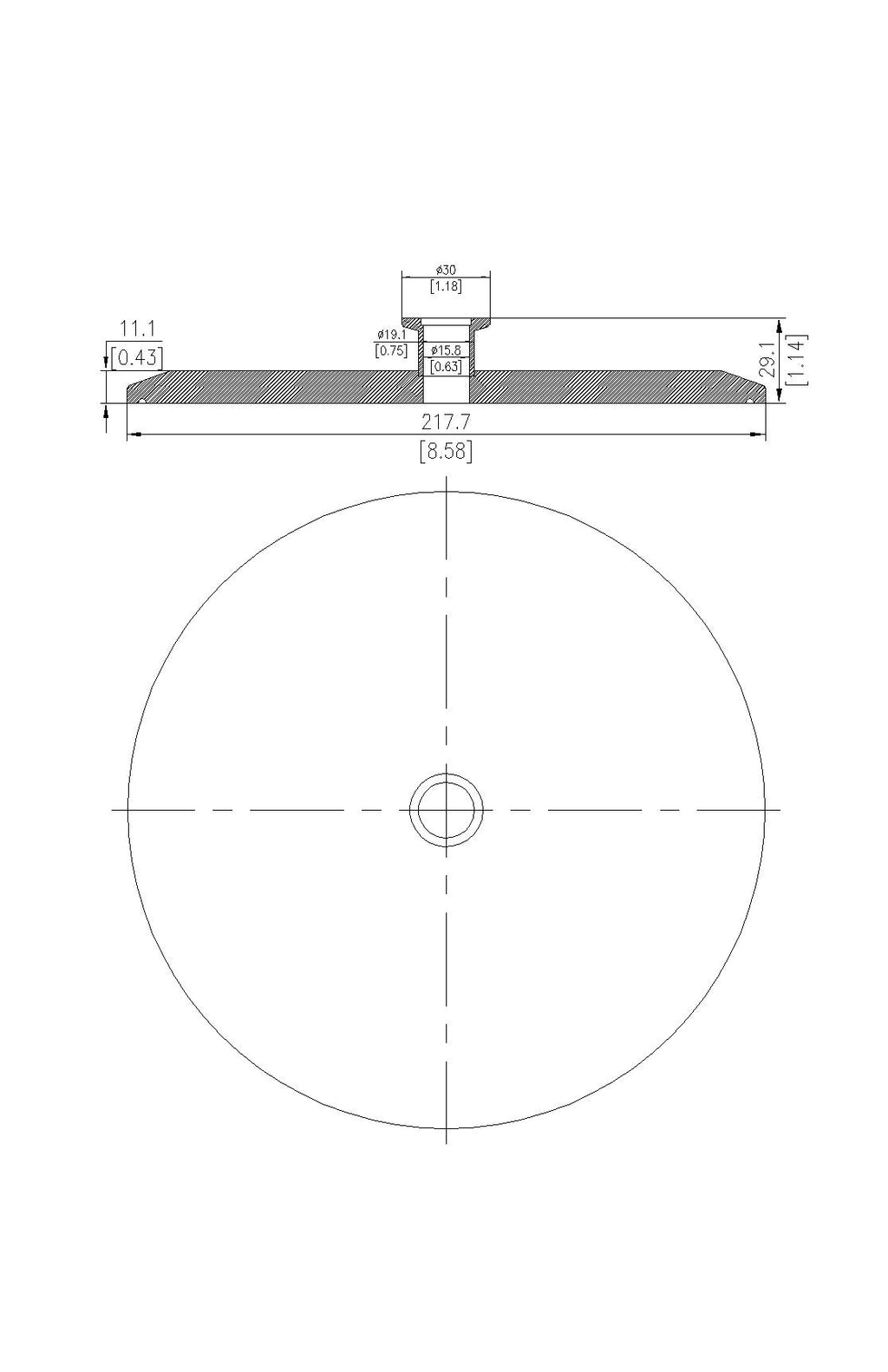 End Cap Reducer | Tri Clamp 8 in. x KF16. - SS304 / 3A