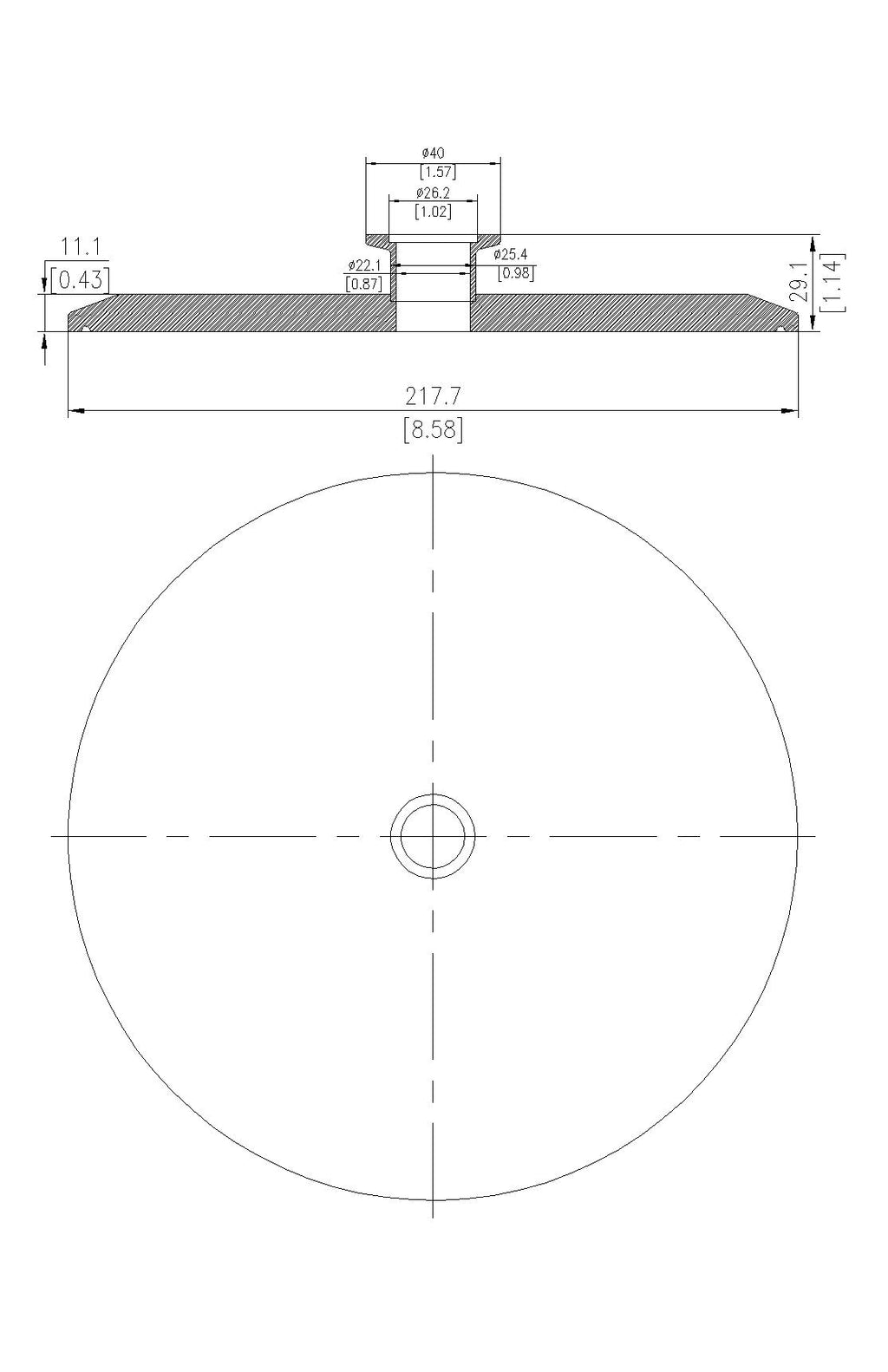 End Cap Reducer | Tri Clamp 8 in. x KF25. - SS304 / 3A