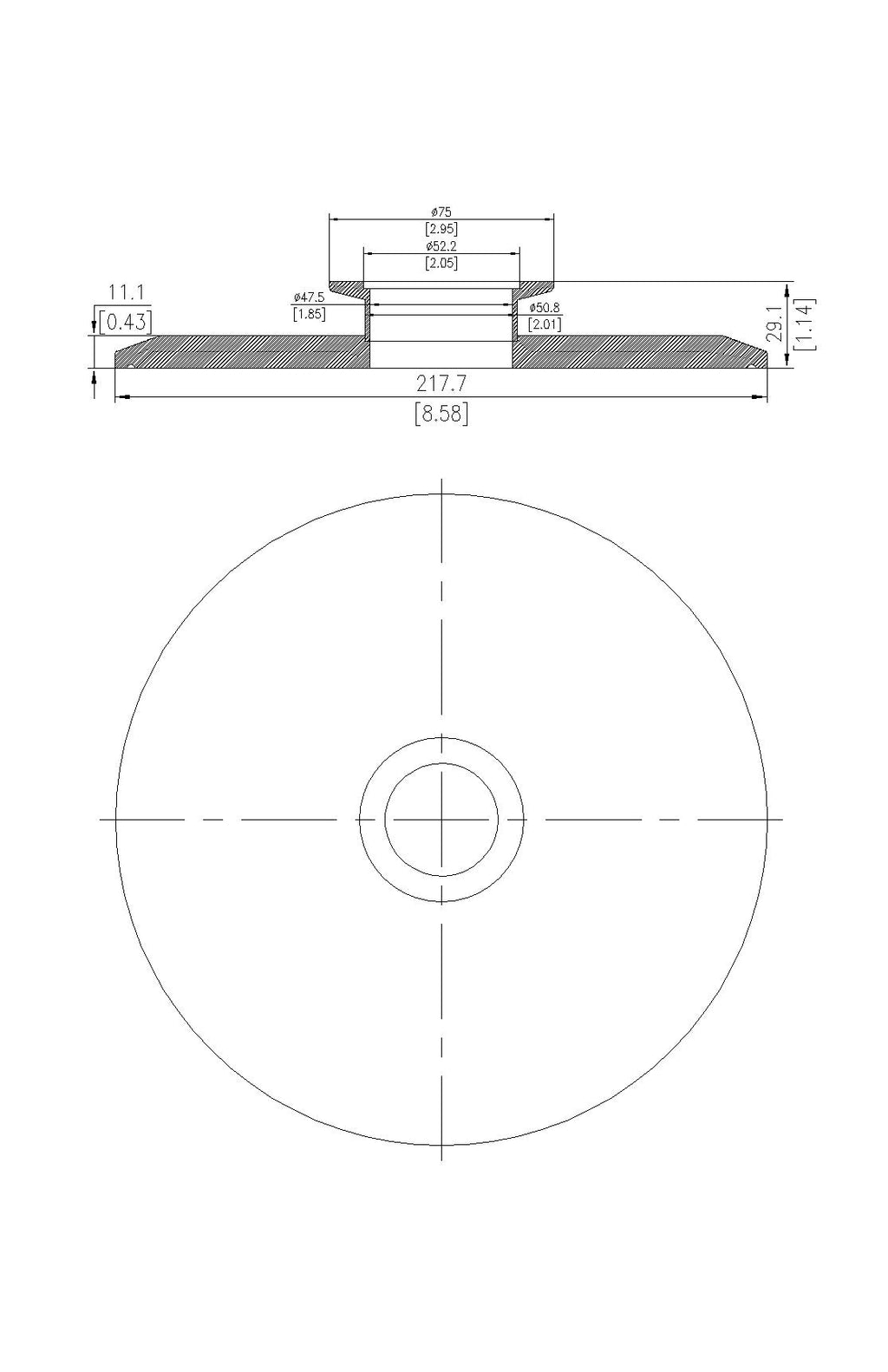 End Cap Reducer | Tri Clamp 8 in. x KF50. - SS304 / 3A
