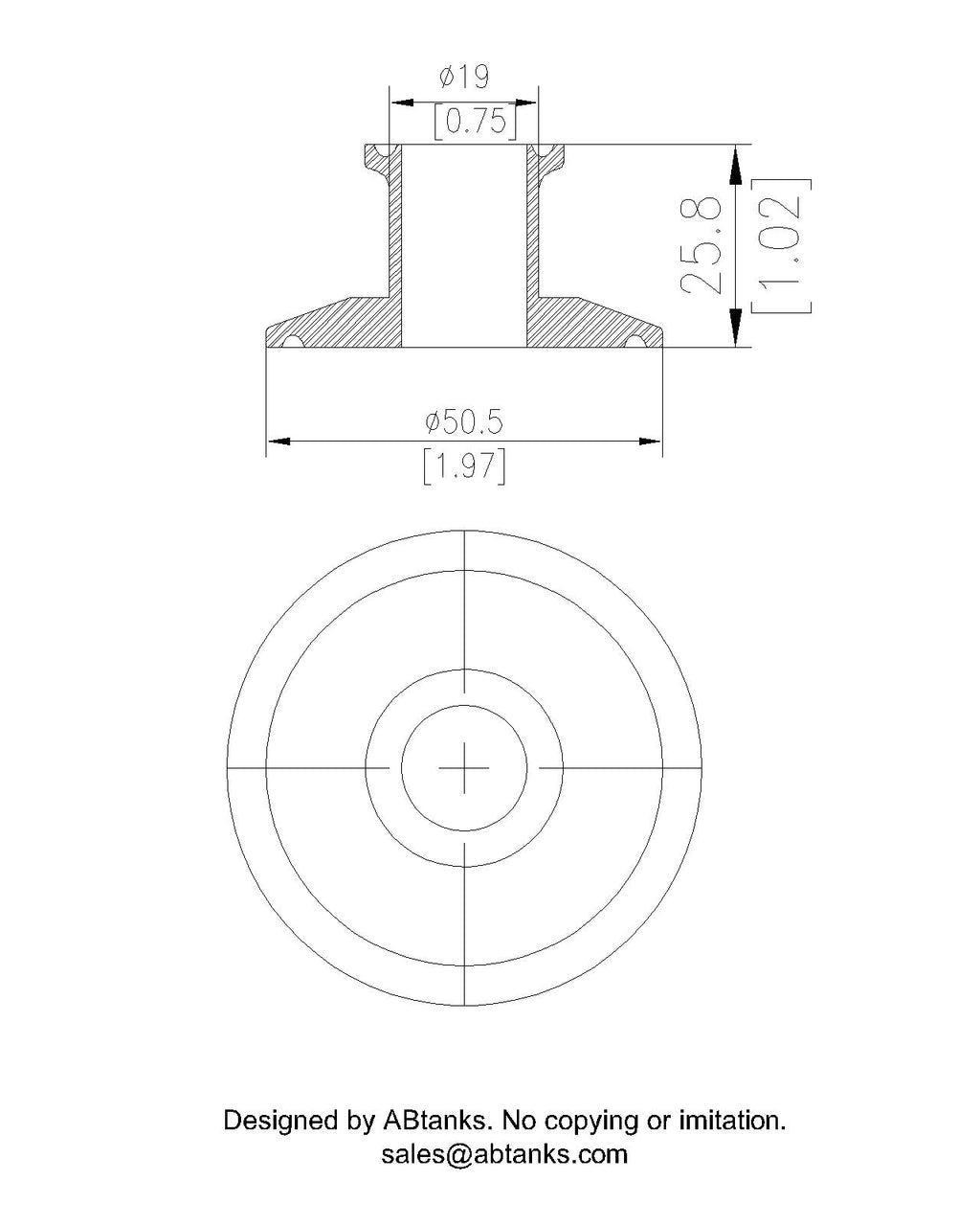 End Cap Reducer | Tri Clamp 1 in. x 0.75 in. - SS304 / 3A -0