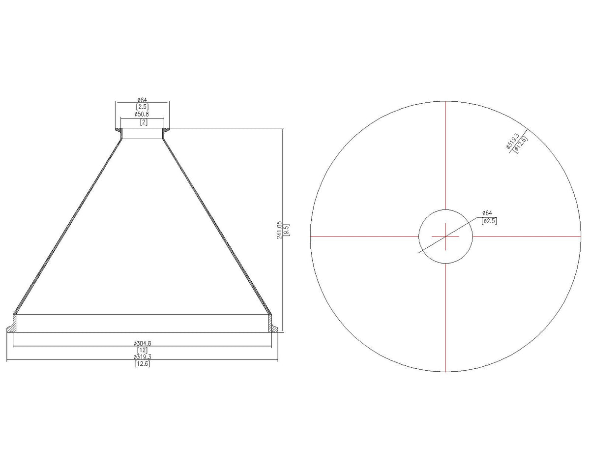 Concentric Reducer | Tri Clamp 12 in. x 2 in. - SS304 / 3A