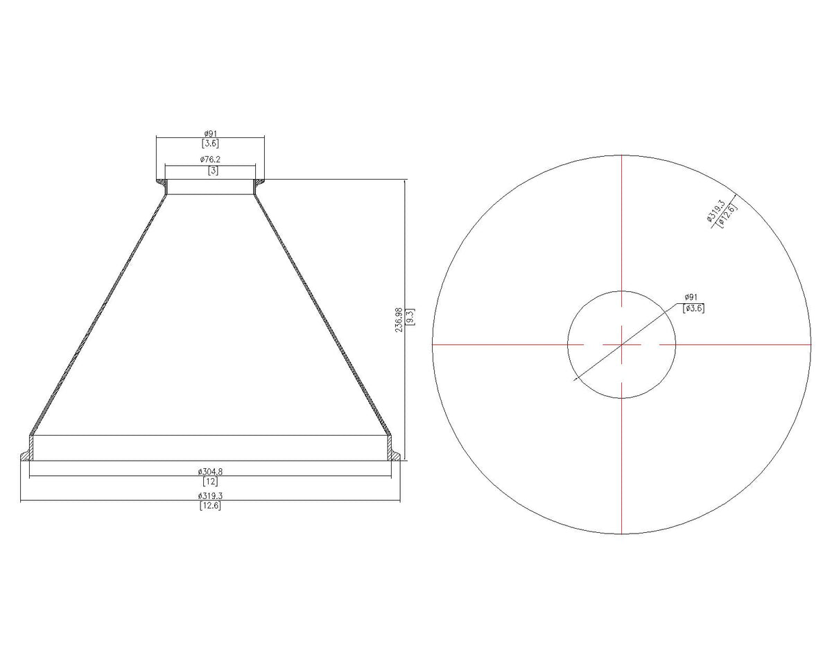 Concentric Reducer | Tri Clamp 12 in. x 3 in. - SS304 / 3A