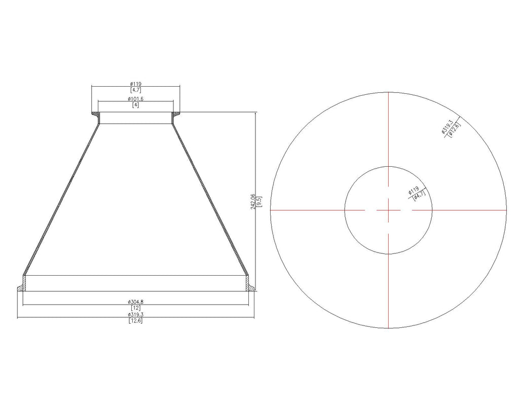Concentric Reducer | Tri Clamp 12 in. x 4 in. - SS304 / 3A