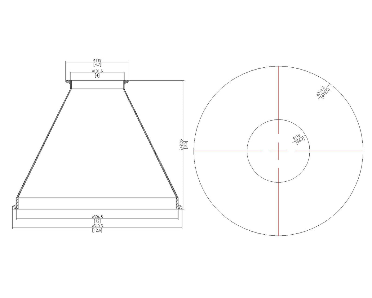 Concentric Reducer | Tri Clamp 12 in. x 4 in. - SS304 / 3A