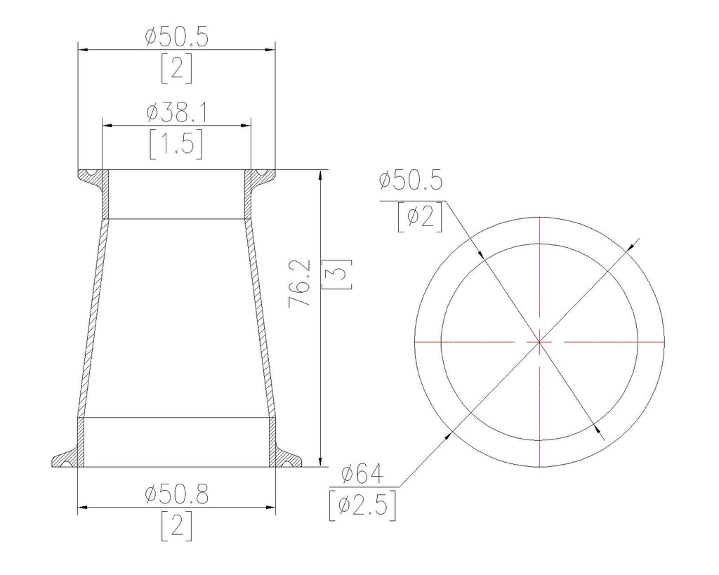 Concentric Reducer | Tri Clamp 2 in. x 1.5 in. - SS304 / 3A