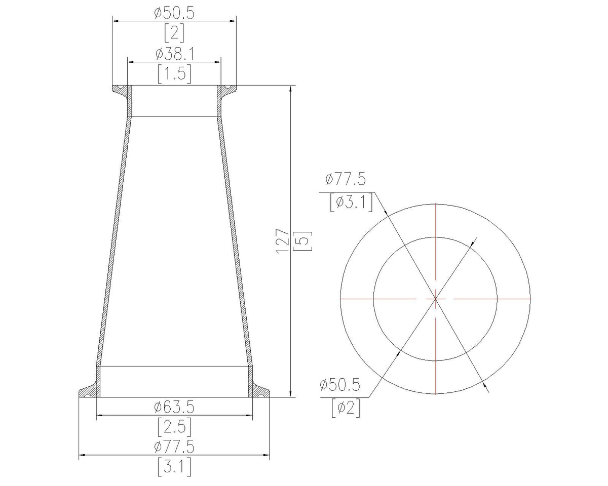 Concentric Reducer | Tri Clamp 2.5 in. x 1.5 in. - SS304 / 3A
