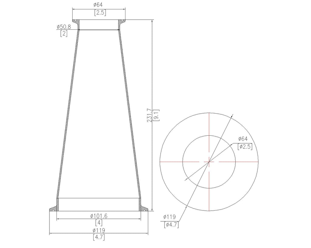 Concentric Reducer | Tri Clamp 4 in. x 2 in. - SS304 / 3A