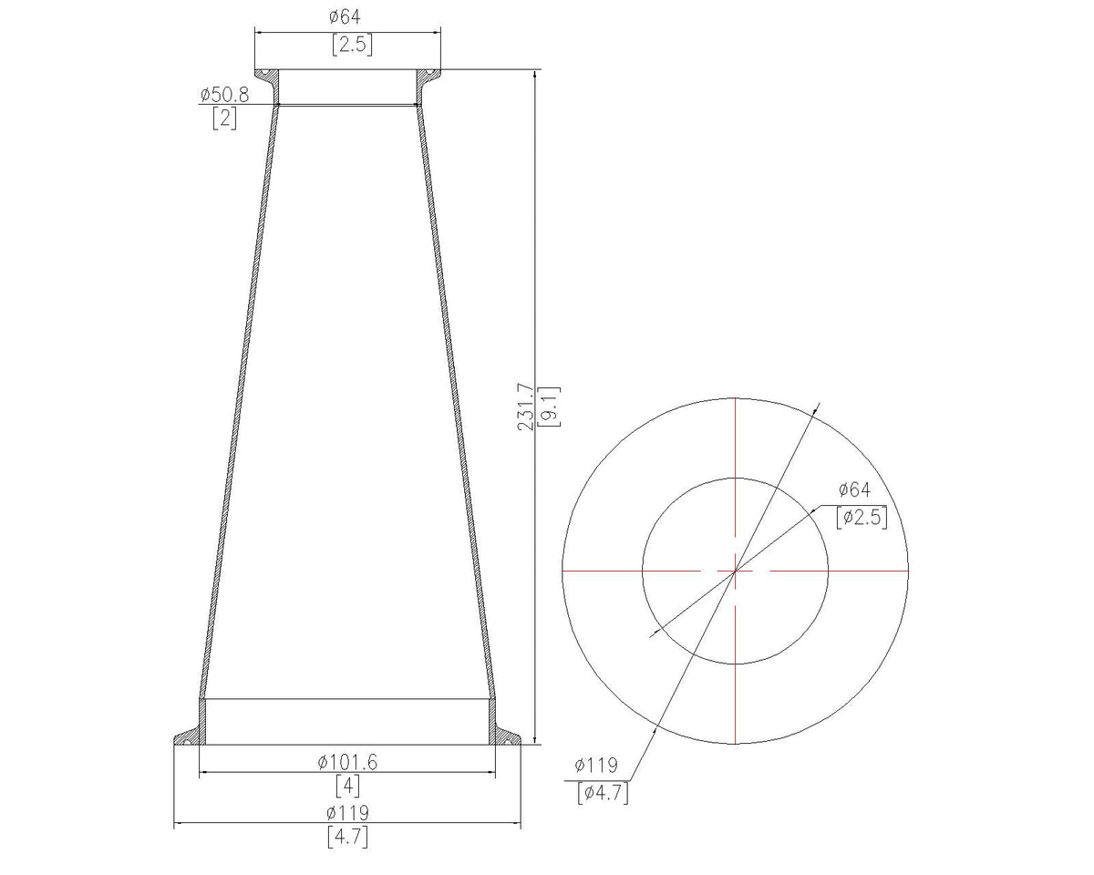 Concentric Reducer | Tri Clamp 4 in. x 2 in. - SS304 / 3A