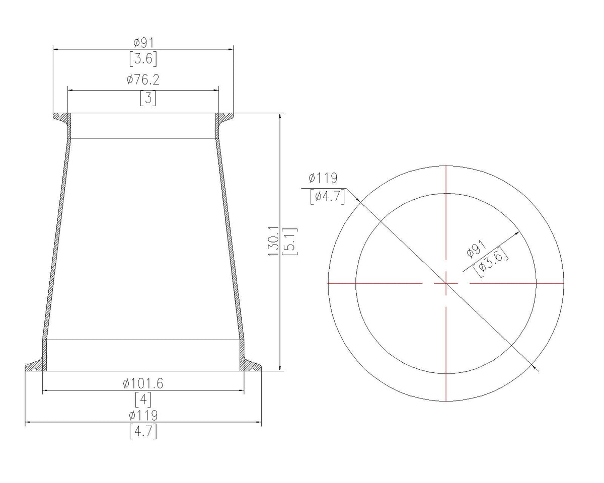 Concentric Reducer | Tri Clamp 4 in. x 3 in. - SS304 / 3A