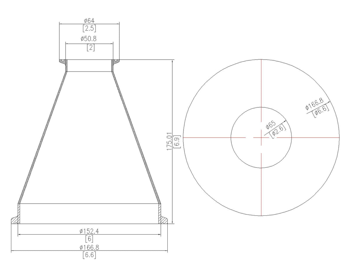 Concentric Reducer | Tri Clamp 6 in. x 2 in. - SS304 / 3A