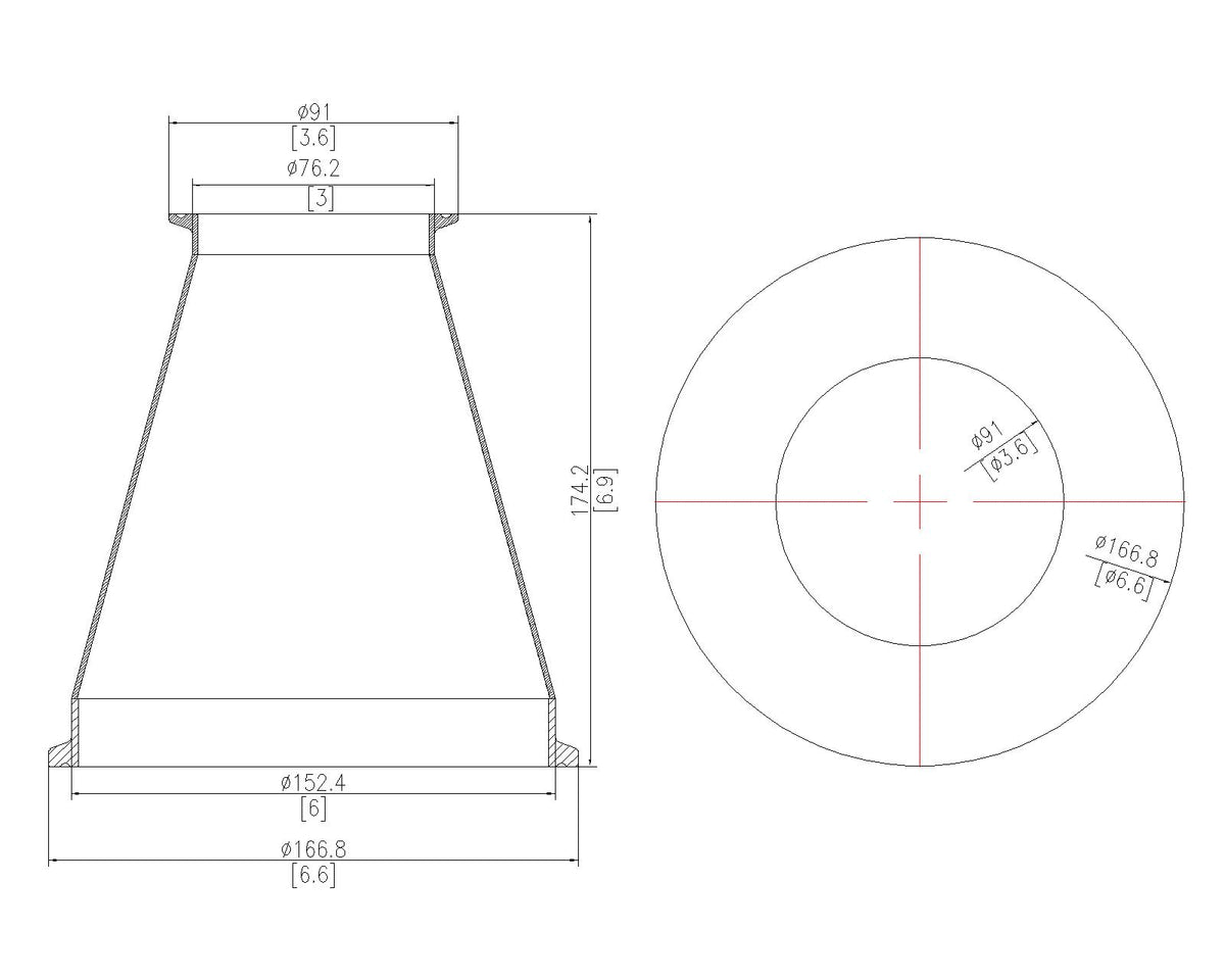 Concentric Reducer | Tri Clamp 6 in. x 3 in. - SS304 / 3A