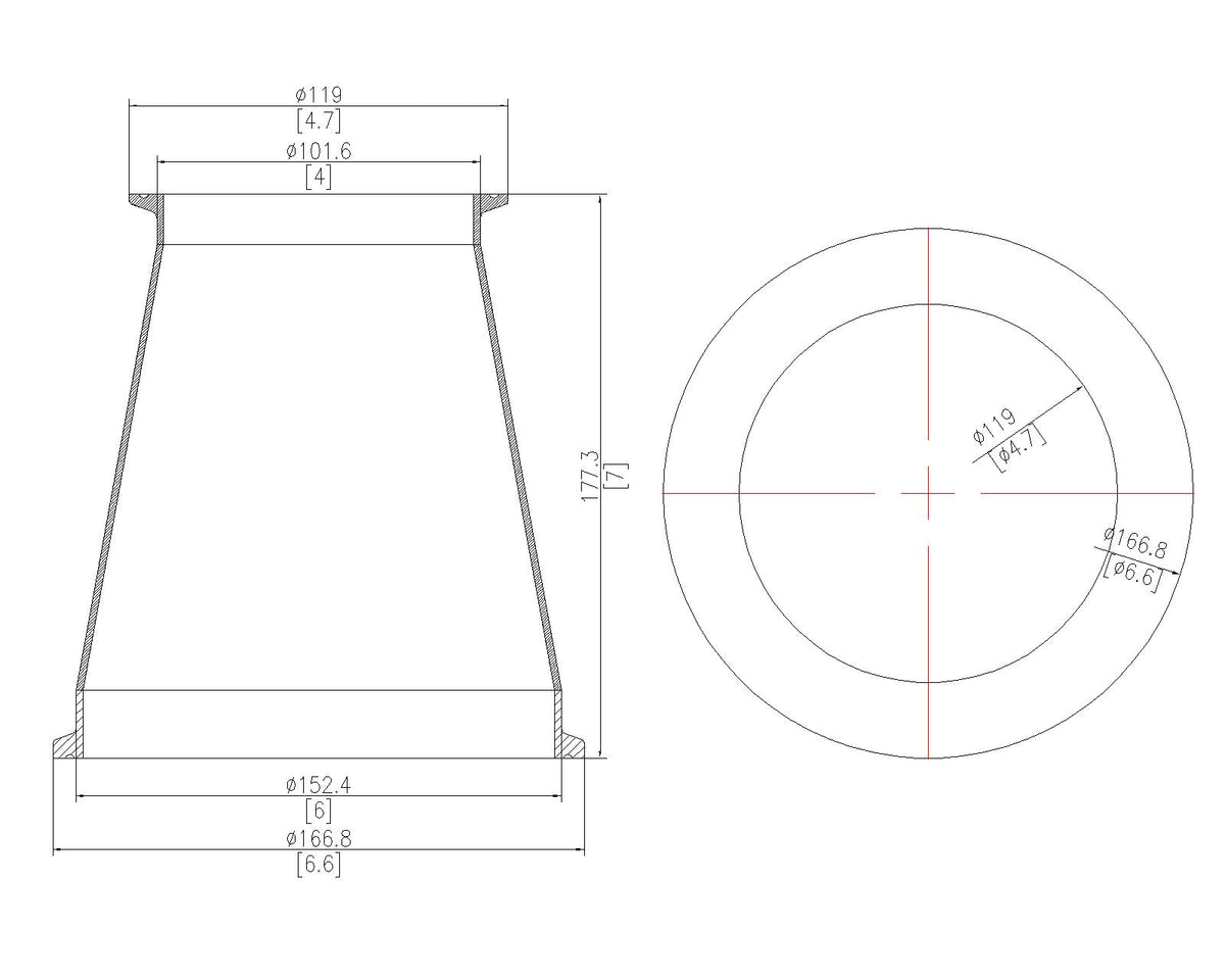 Concentric Reducer | Tri Clamp 6 in. x 4 in. - SS304 / 3A