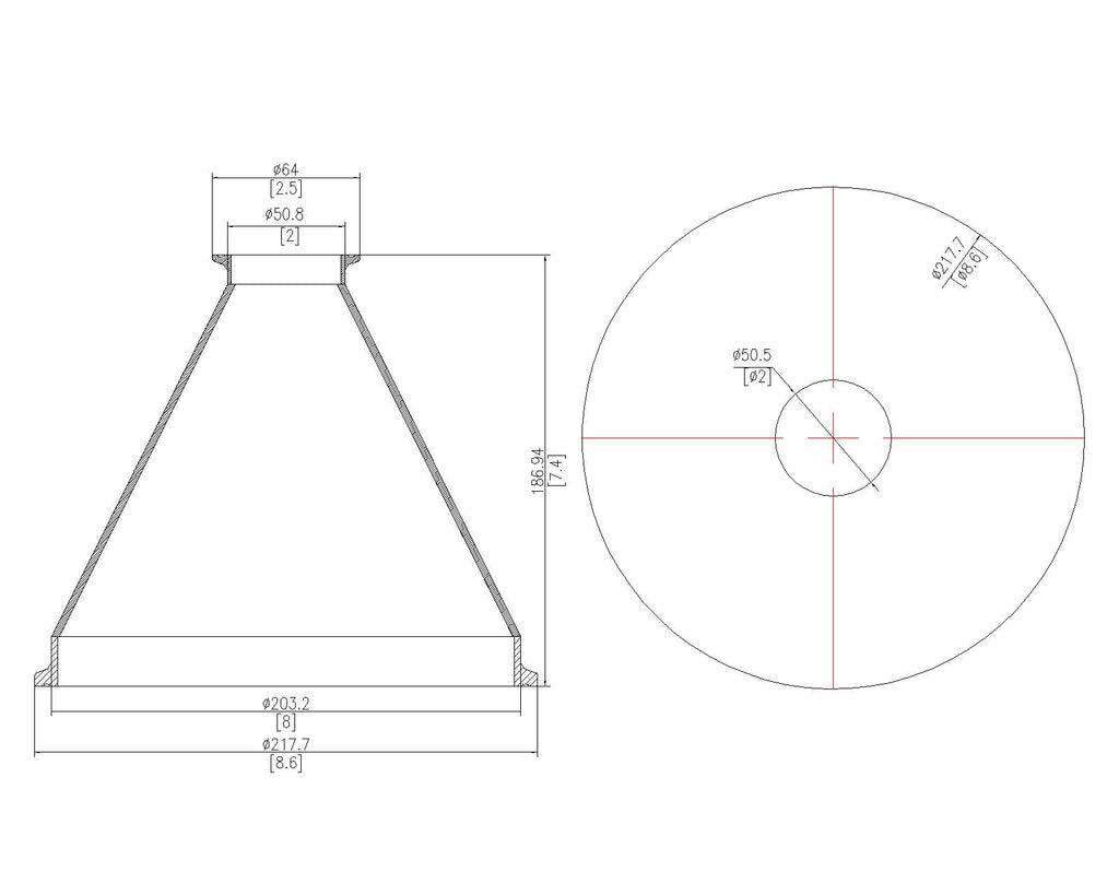 Concentric Reducer | Tri Clamp 8 in. x 2 in. - SS304 / 3A