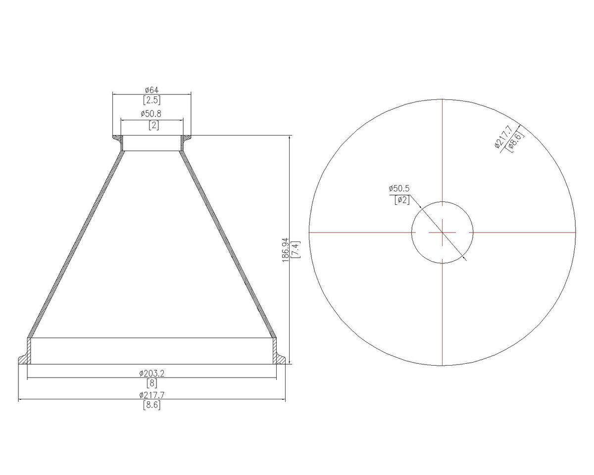 Concentric Reducer | Tri Clamp 8 in. x 2 in. - SS304 / 3A