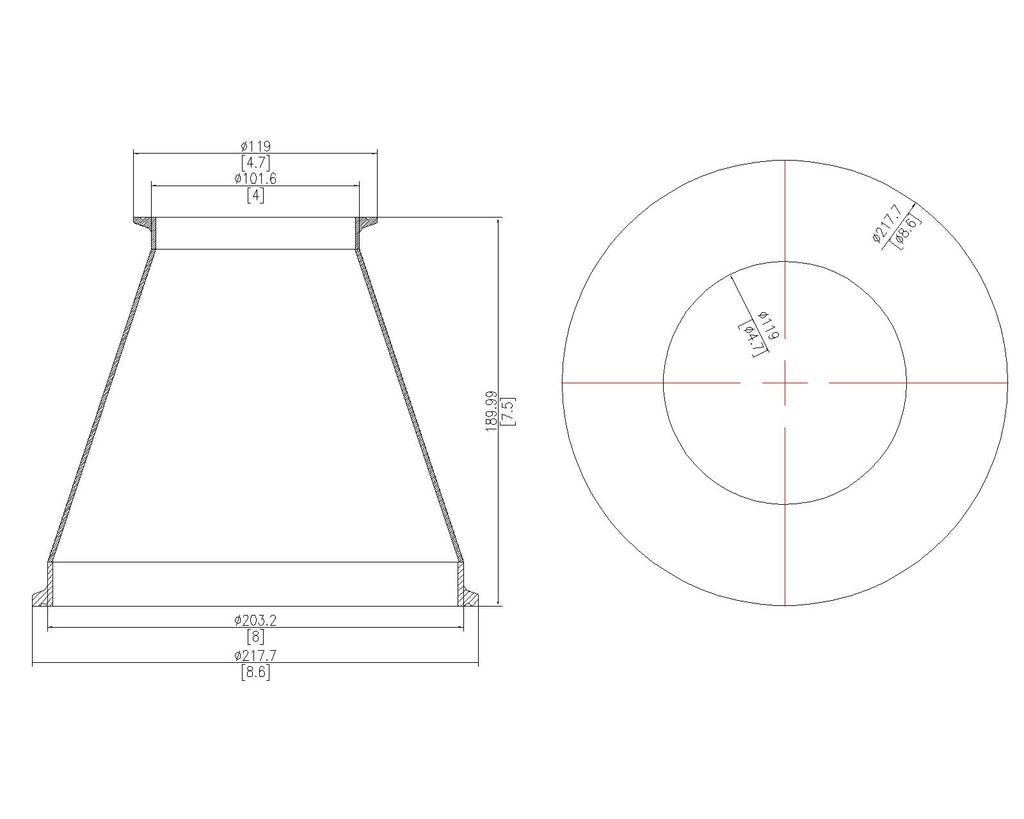 Concentric Reducer | Tri Clamp 8 in. x 4 in. - SS304 / 3A
