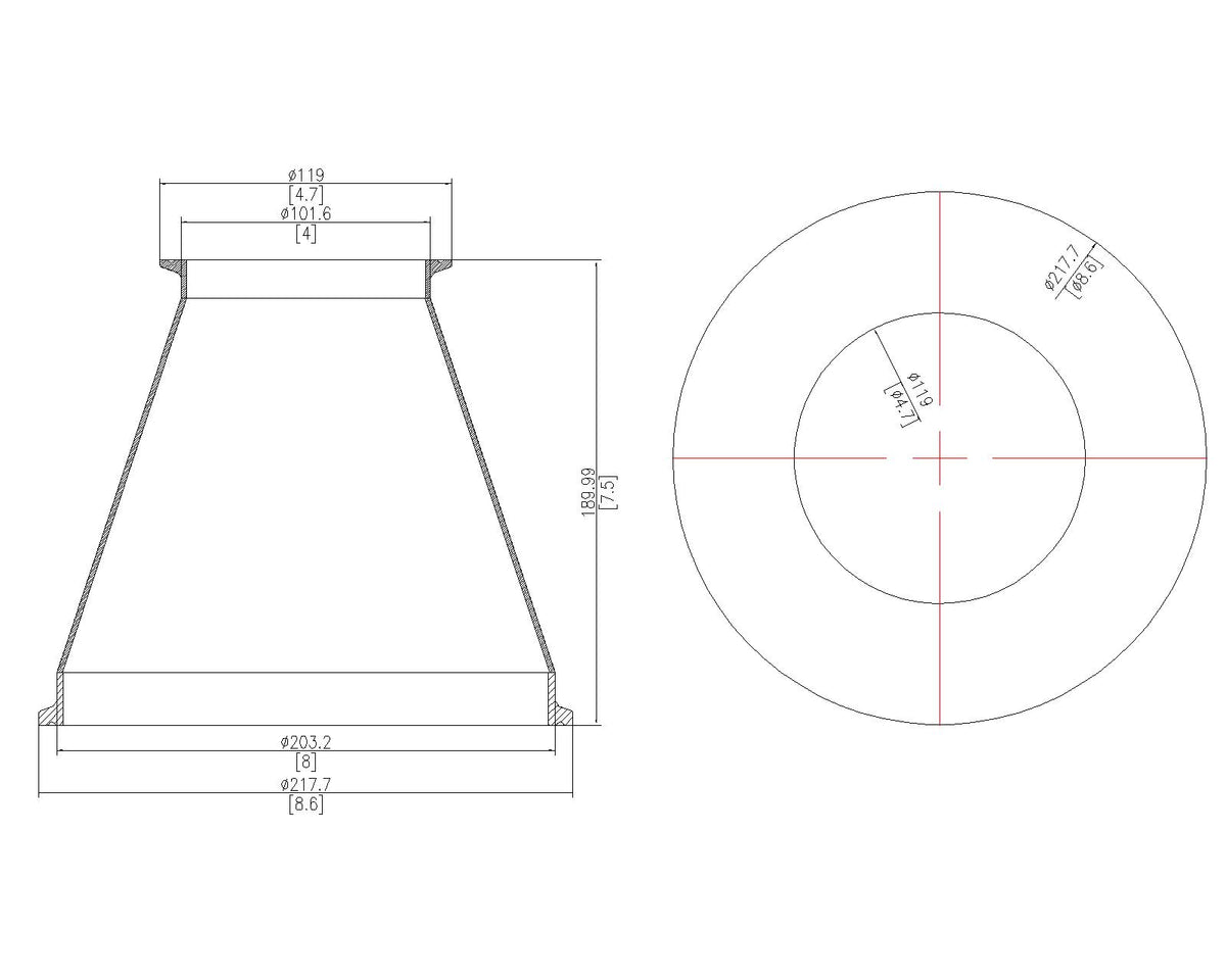 Concentric Reducer | Tri Clamp 8 in. x 4 in. - SS304 / 3A