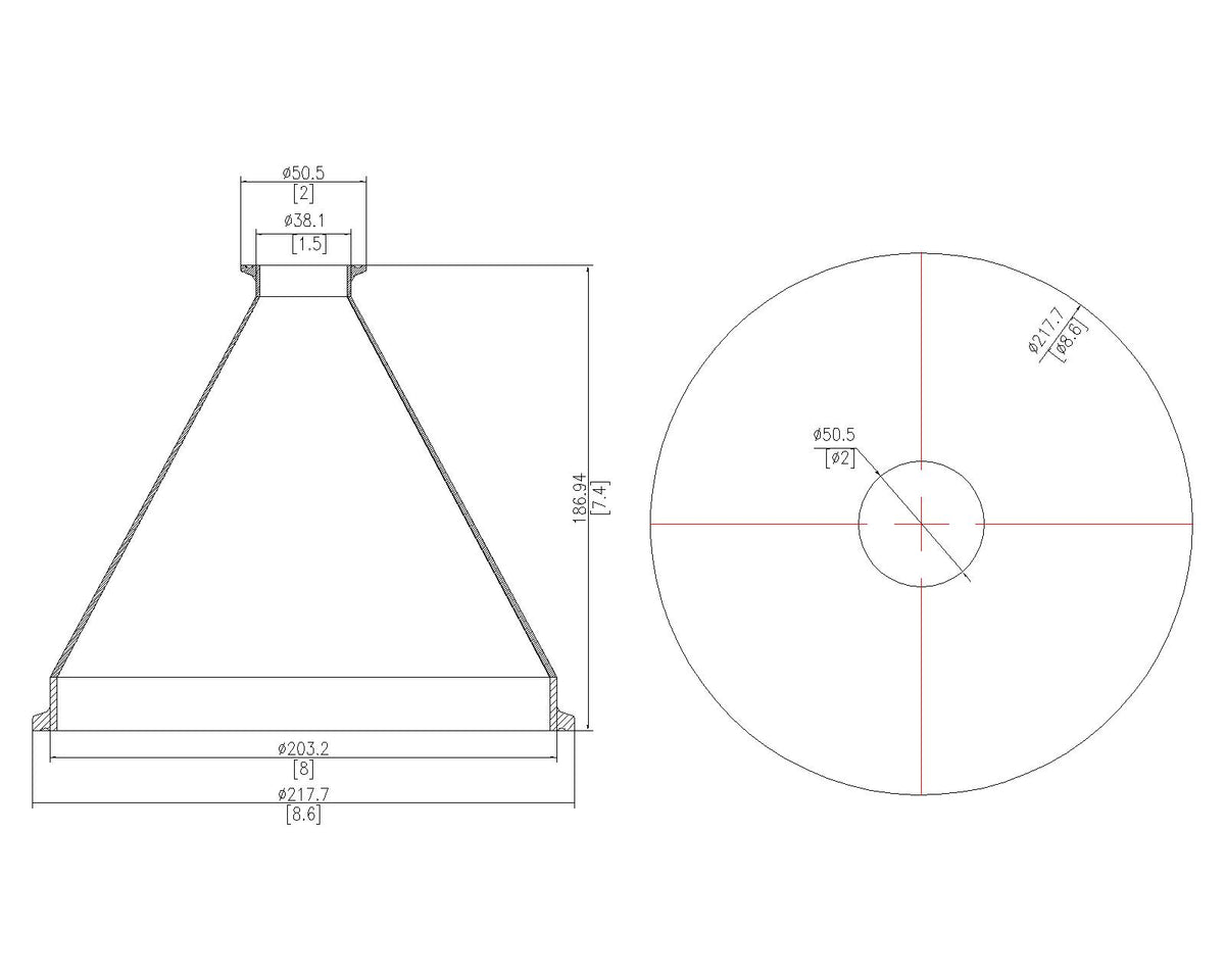 Concentric Reducer | Tri Clamp 8 in. x 1.5 in. - SS304 / 3A