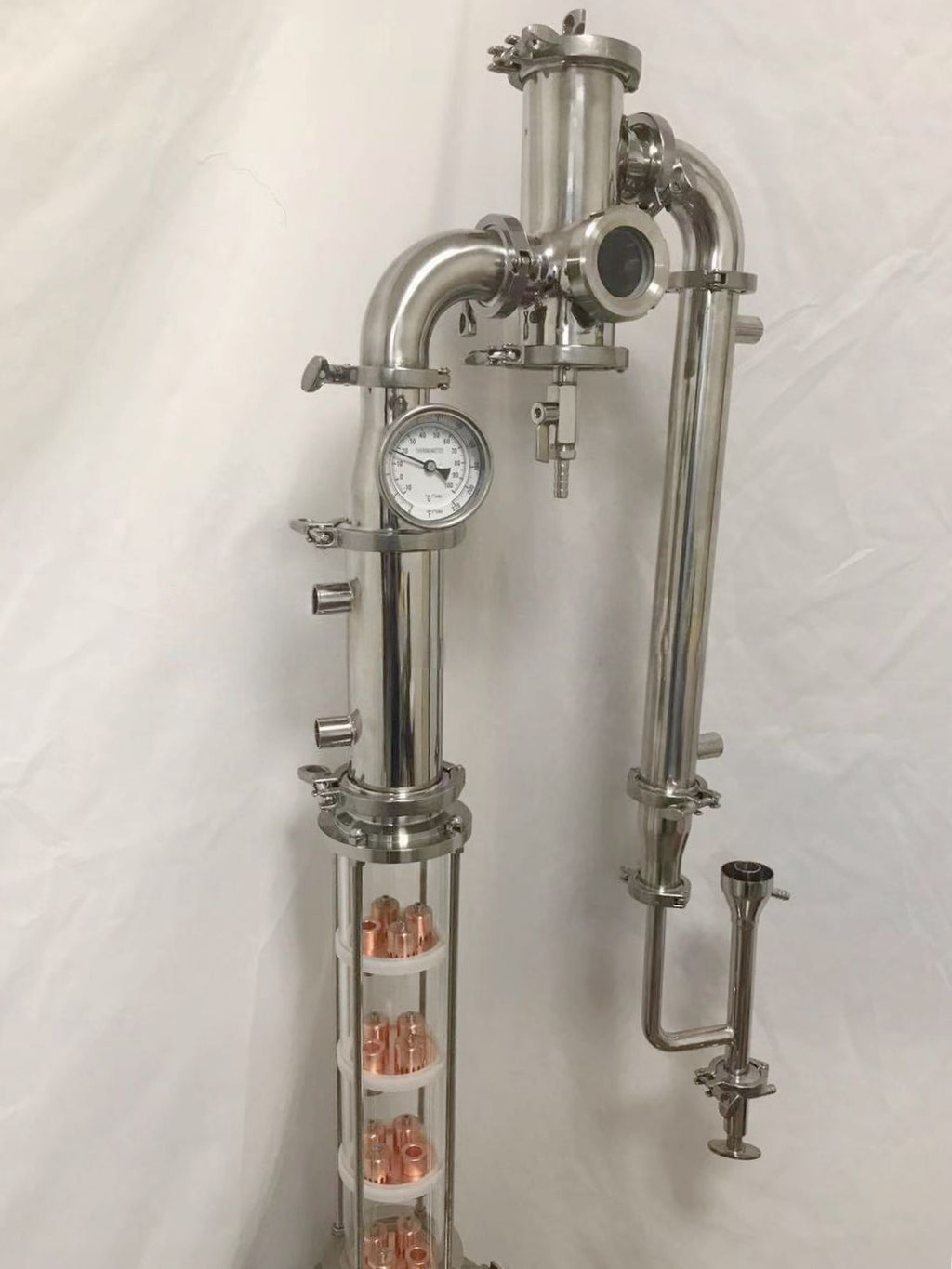 6 plates 3" Glass Reflux Column with Gin Basket and 2 inch 6 plate column