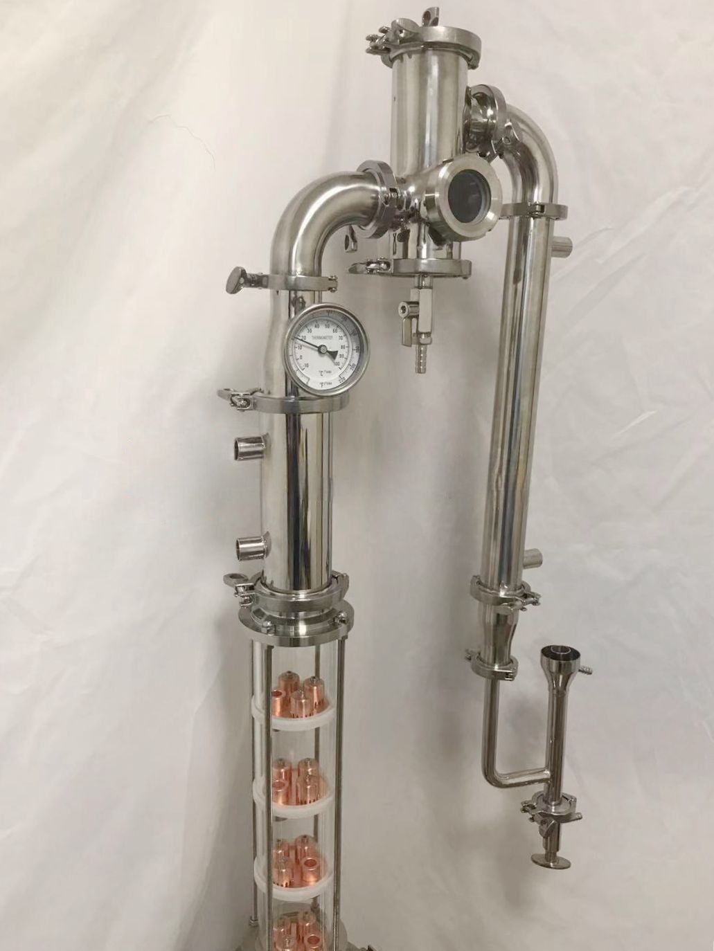 6 plates 3" Glass Reflux Column with Gin Basket and 2 inch 6 plate column