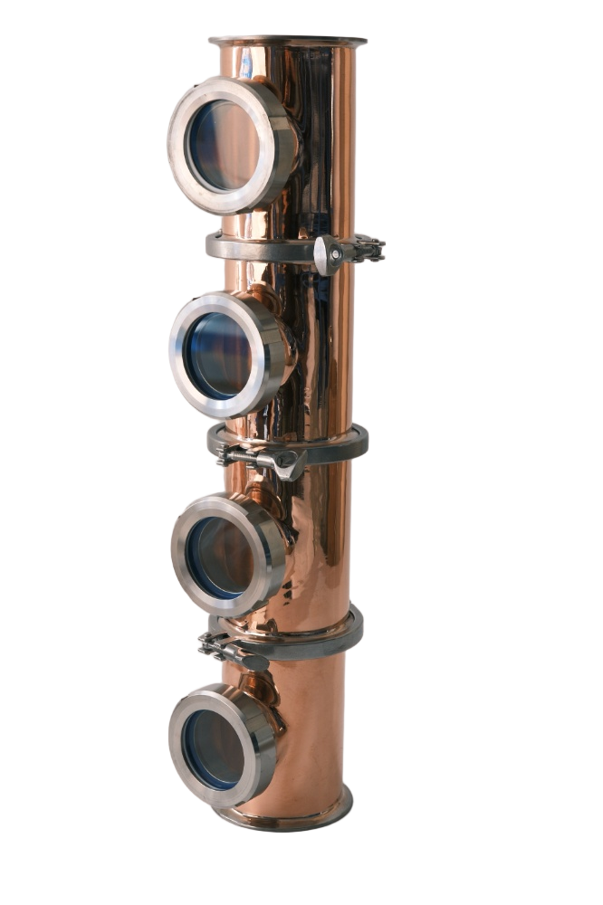 4 inch 4 Plate Copper Flute Column Sections with Copper Bubble Plates